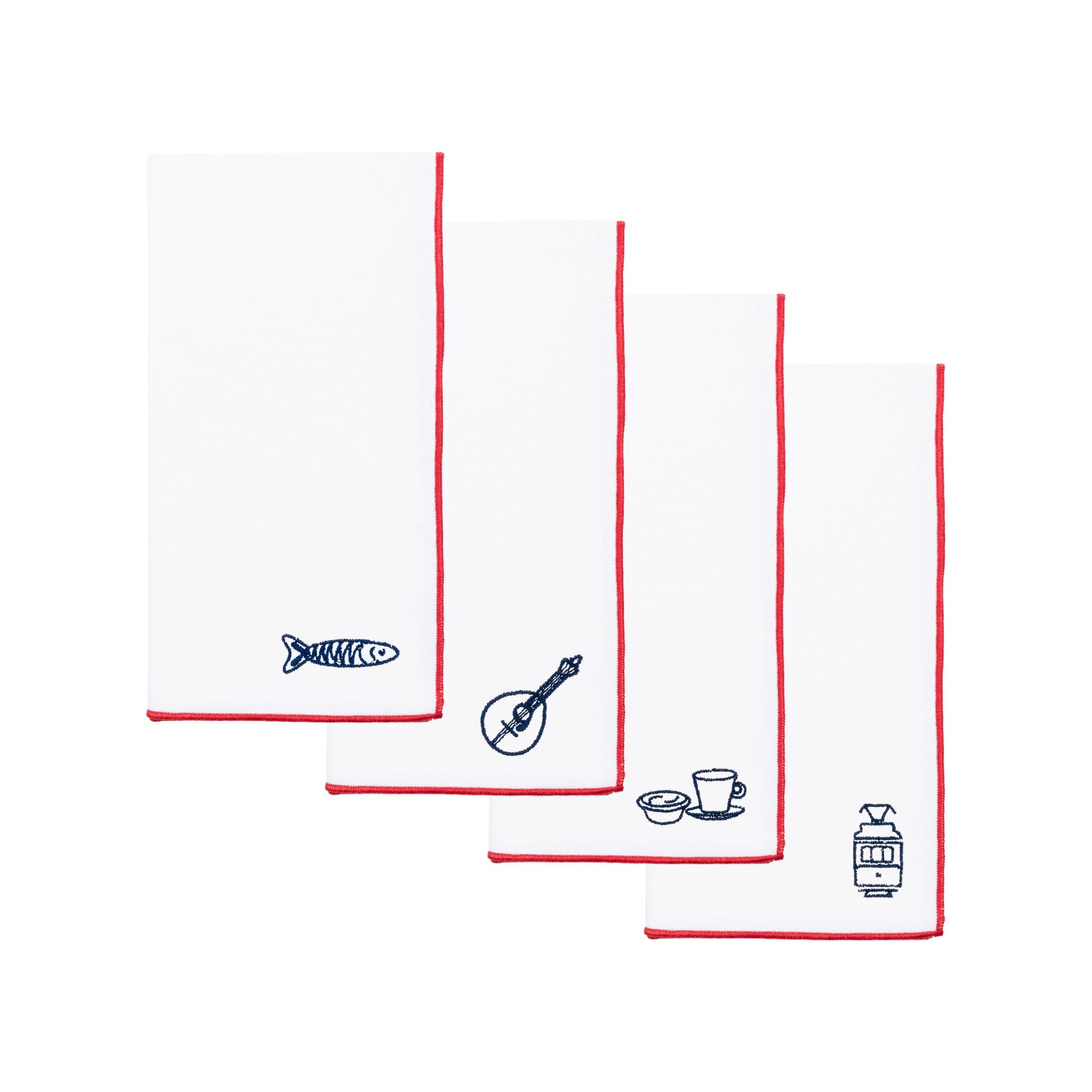 Serviettes Nazaré blanches avec broderie Portugal