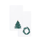 White Nazaré napkins with christmas tree and wreath embroidery - Torres Novas