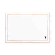 Linge de table Nazaré blanc, en coton, avec des sportifs rétro brodés