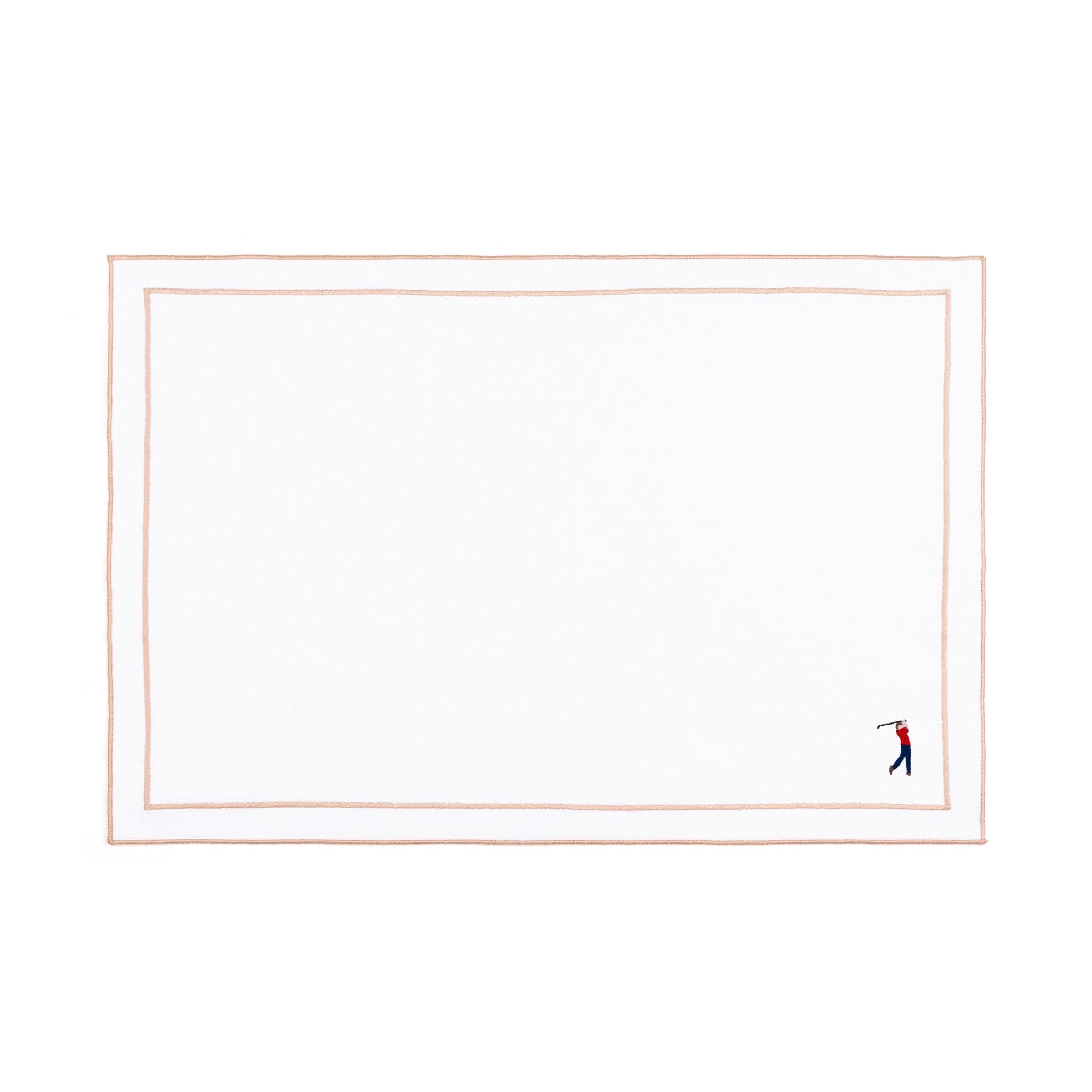 Linge de table Nazaré blanc, en coton, avec des sportifs rétro brodés