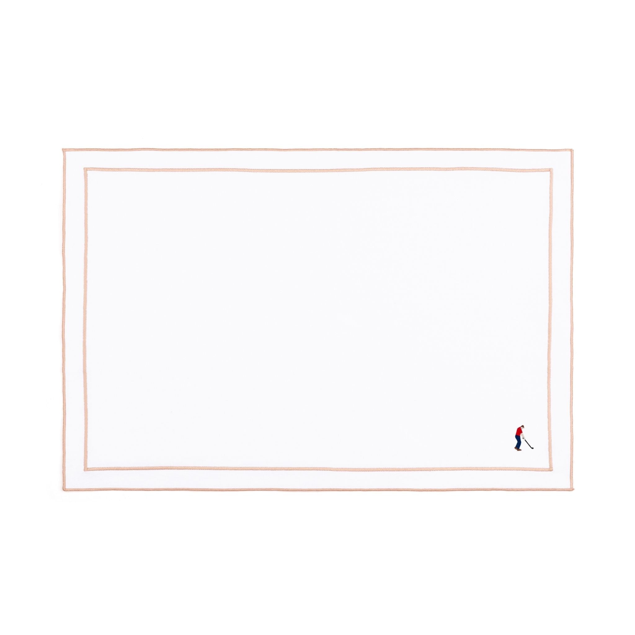 Linge de table Nazaré blanc, en coton, avec des sportifs rétro brodés