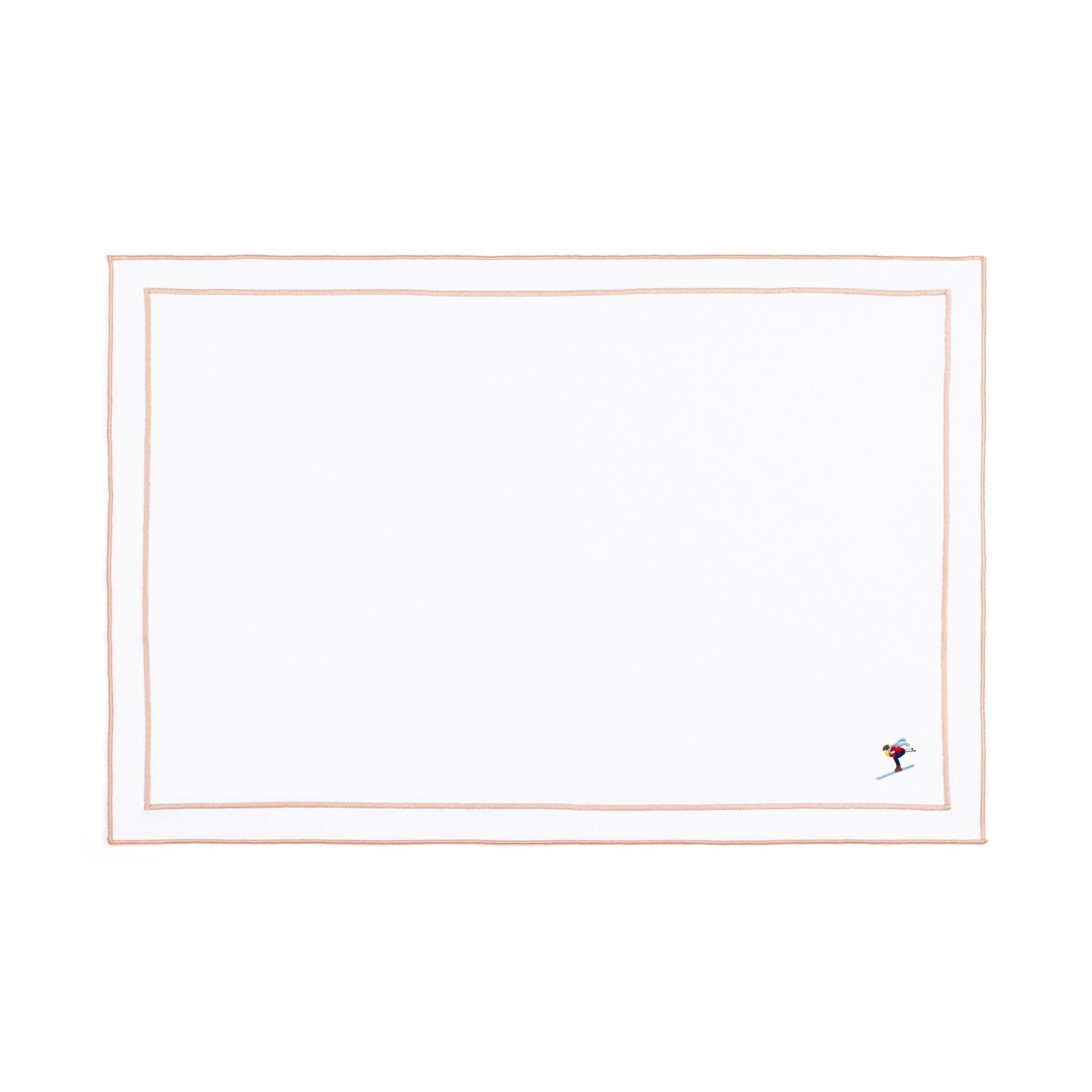 Linge de table Nazaré blanc, en coton, avec des sportifs rétro brodés