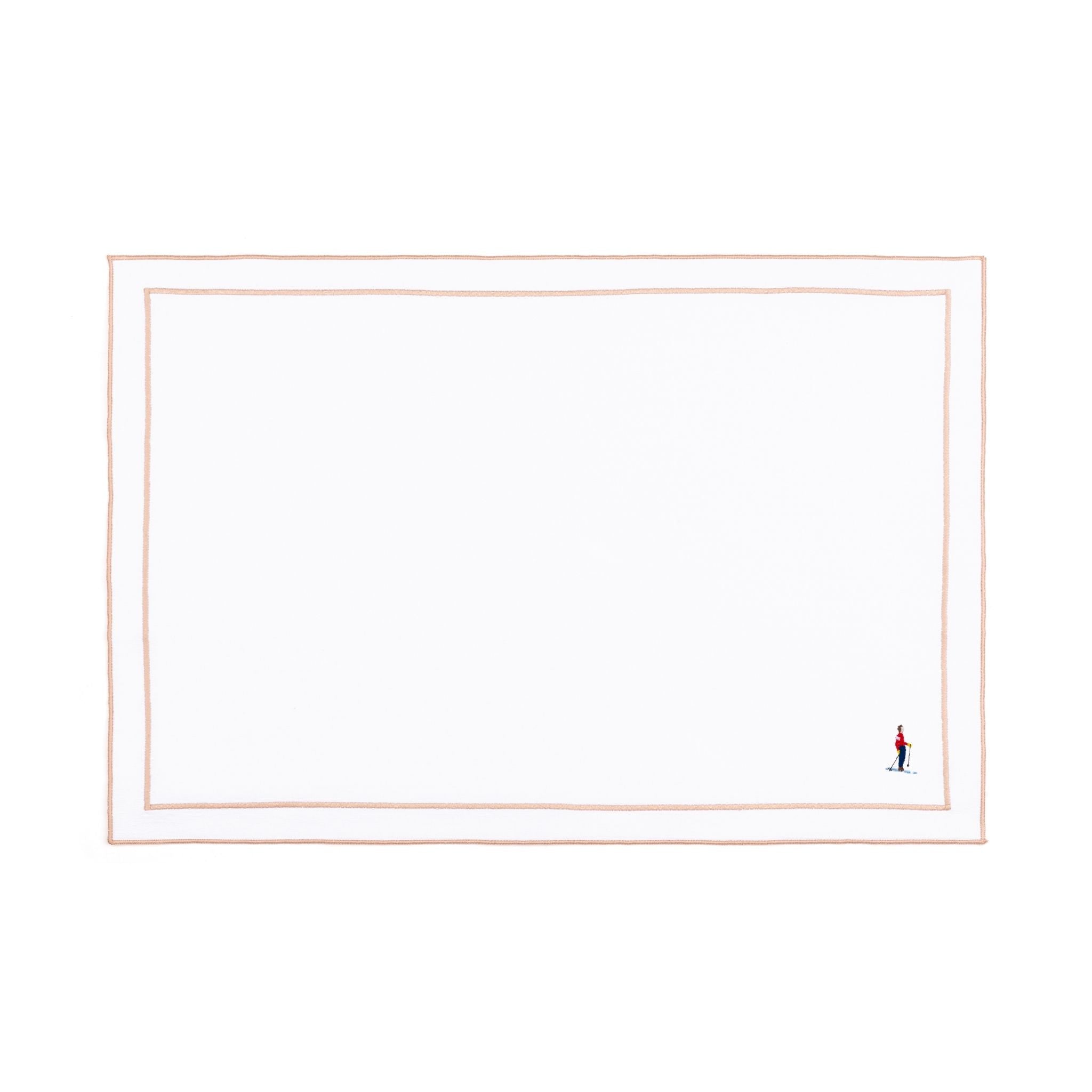 Linge de table Nazaré blanc, en coton, avec des sportifs rétro brodés