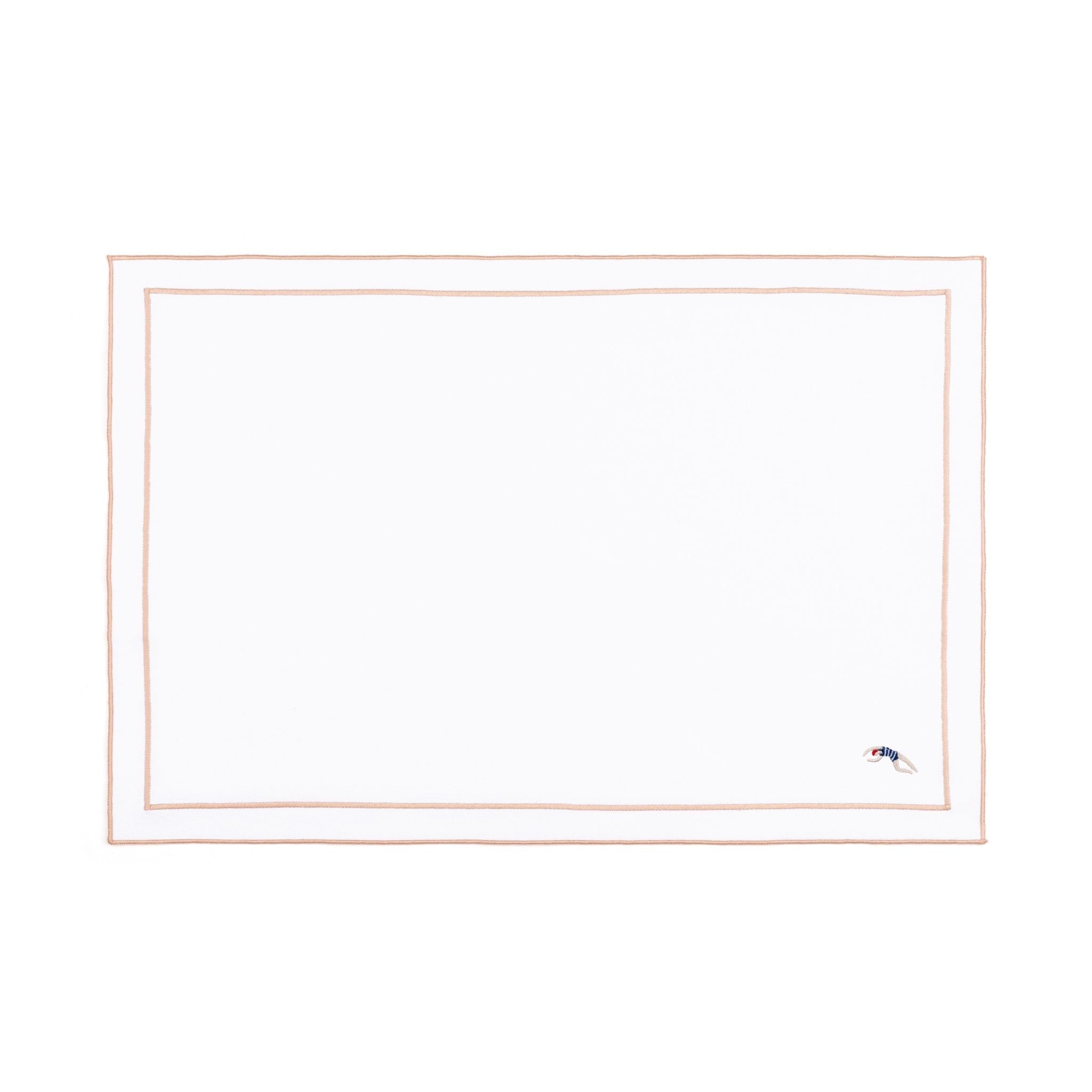 Linge de table Nazaré blanc, en coton, avec des sportifs rétro brodés