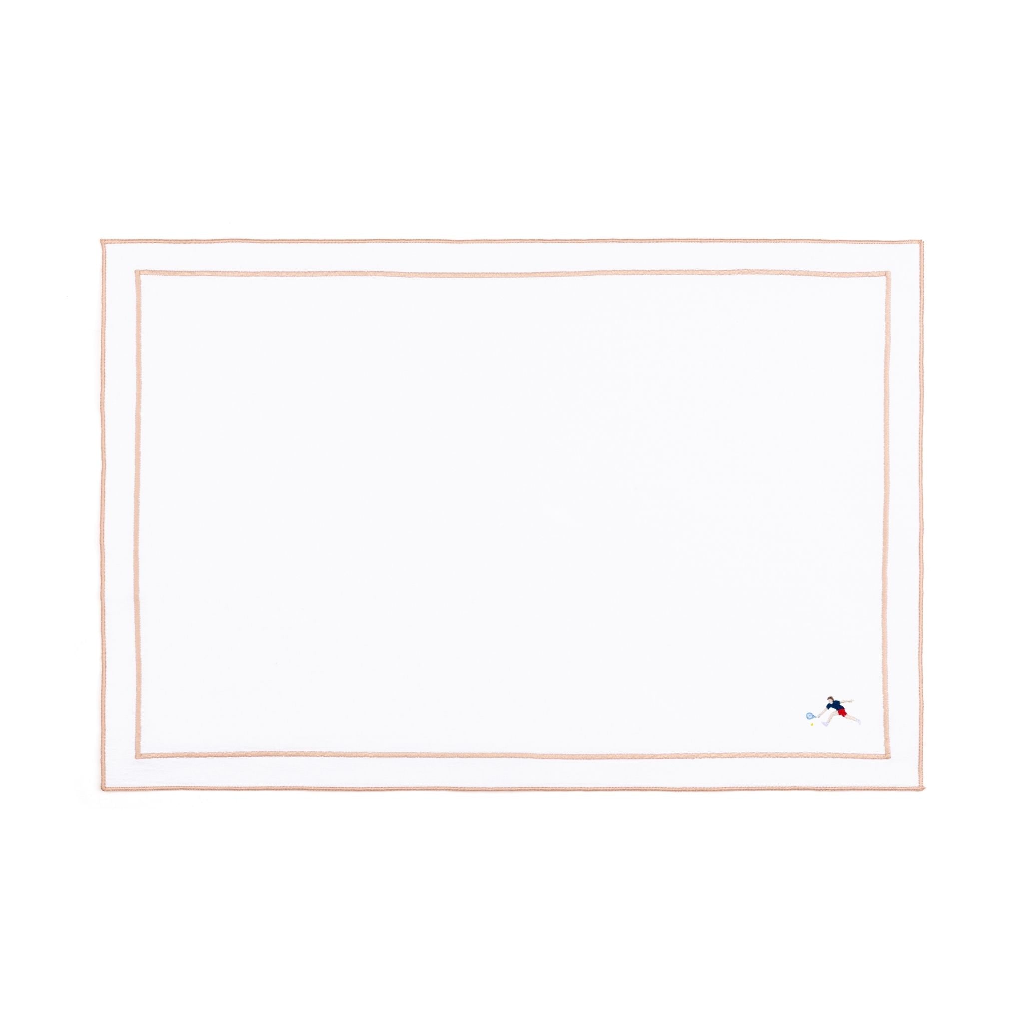 Linge de table Nazaré blanc, en coton, avec des sportifs rétro brodés