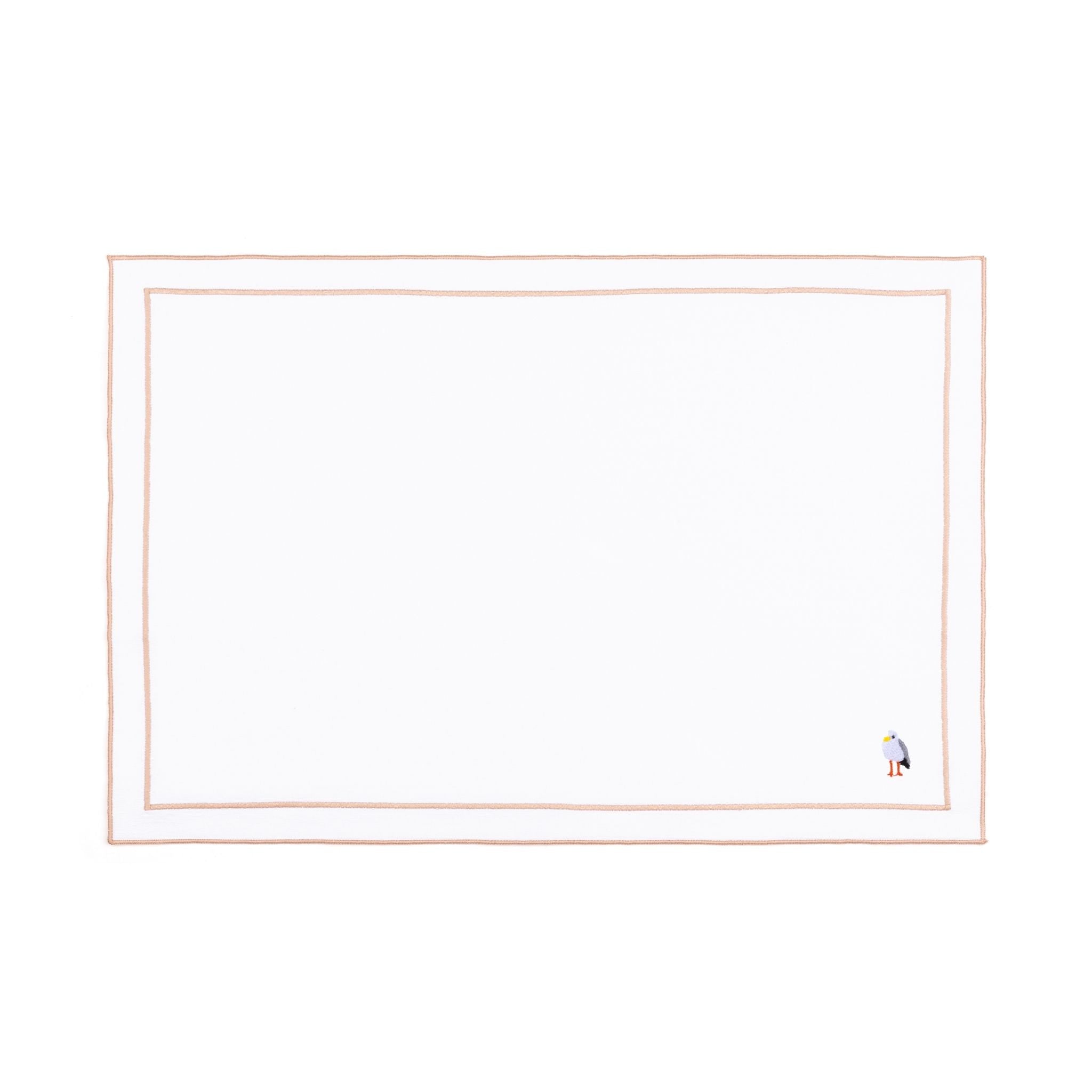 Linge de table Nazaré blanc, en coton, avec des motifs estivaux brodés