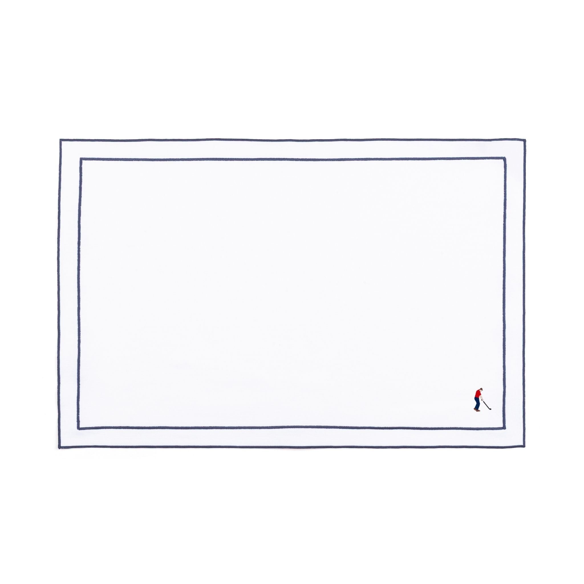 Linge de table Nazaré blanc, en coton, avec des sportifs rétro brodés