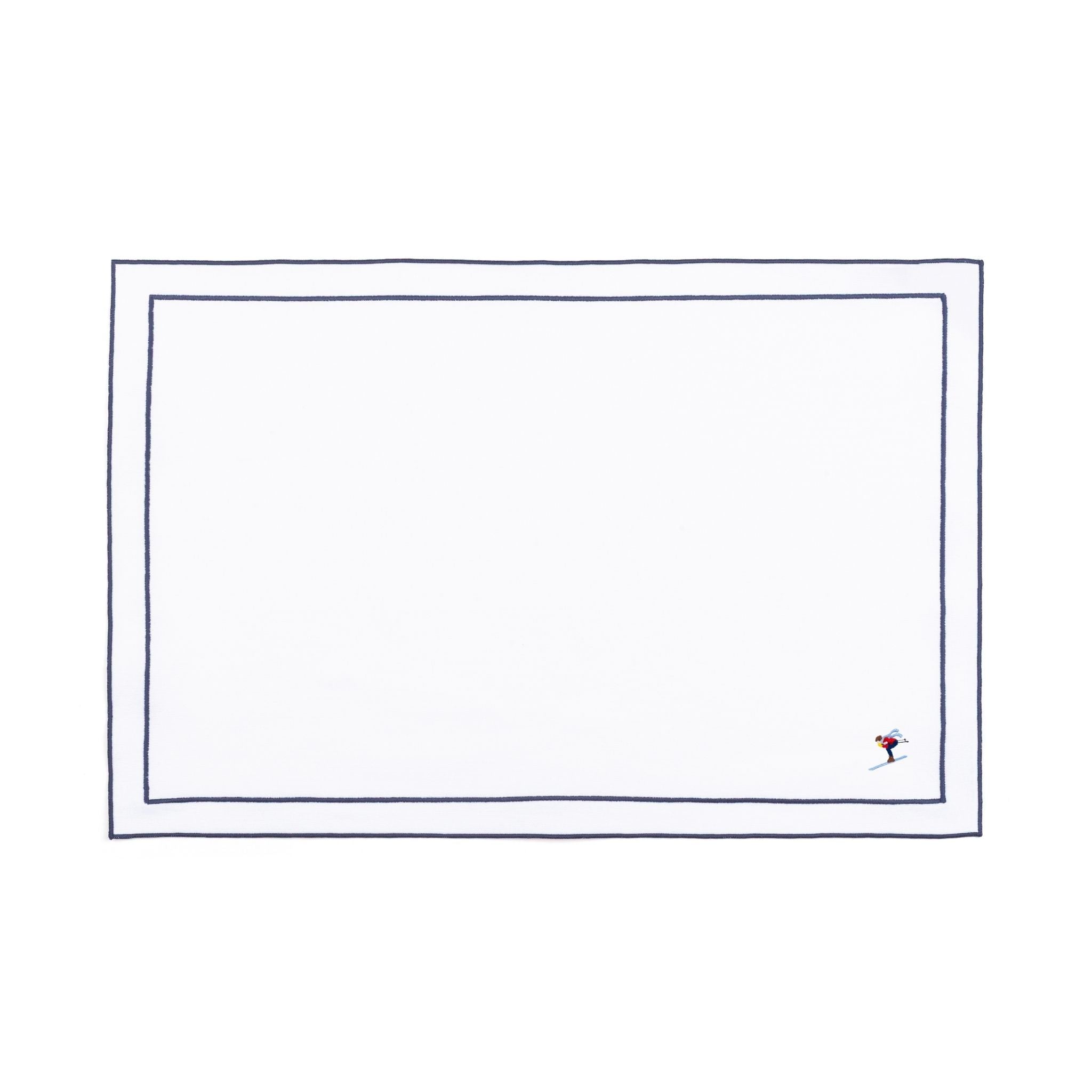 Linge de table Nazaré blanc, en coton, avec des sportifs rétro brodés