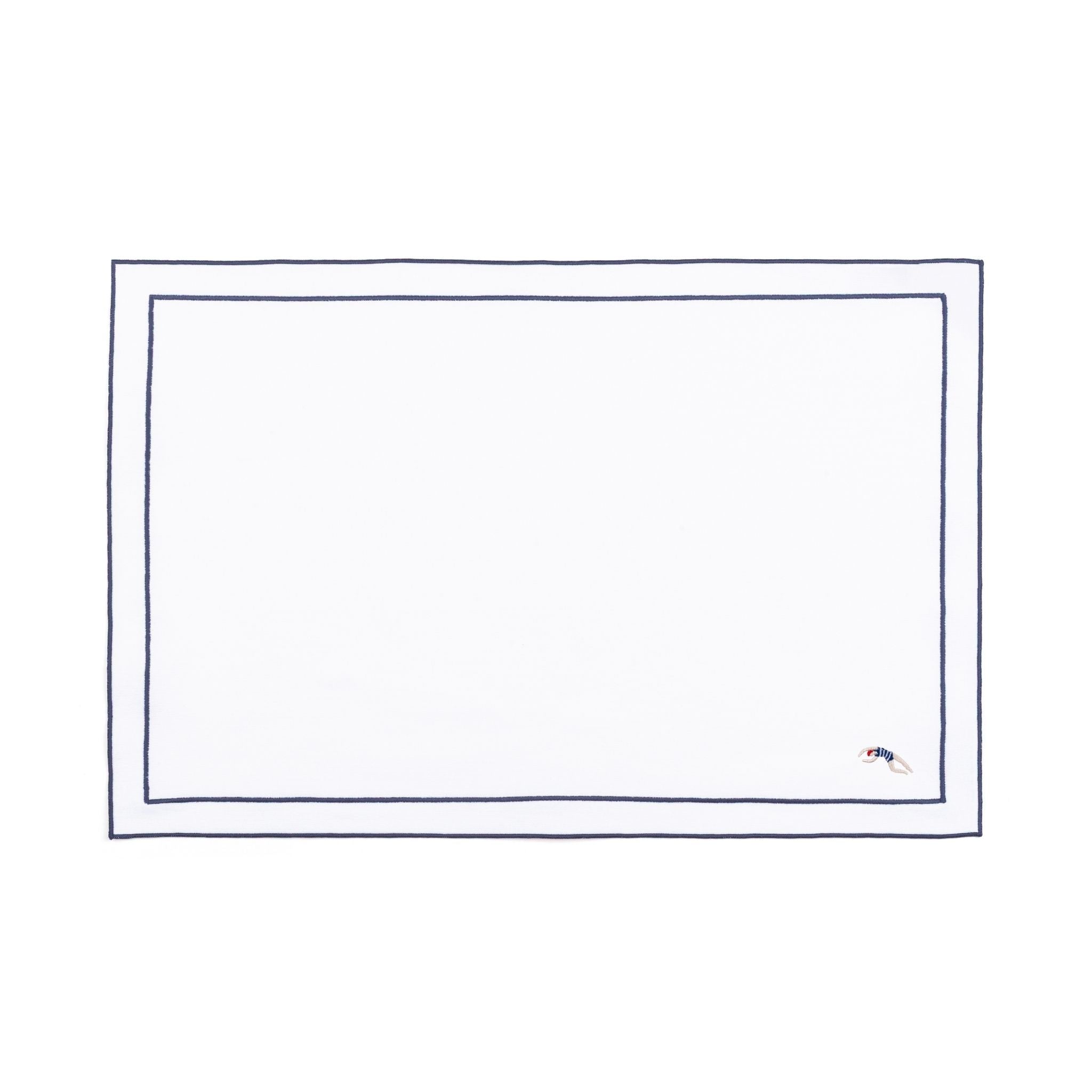 Linge de table Nazaré blanc, en coton, avec des sportifs rétro brodés