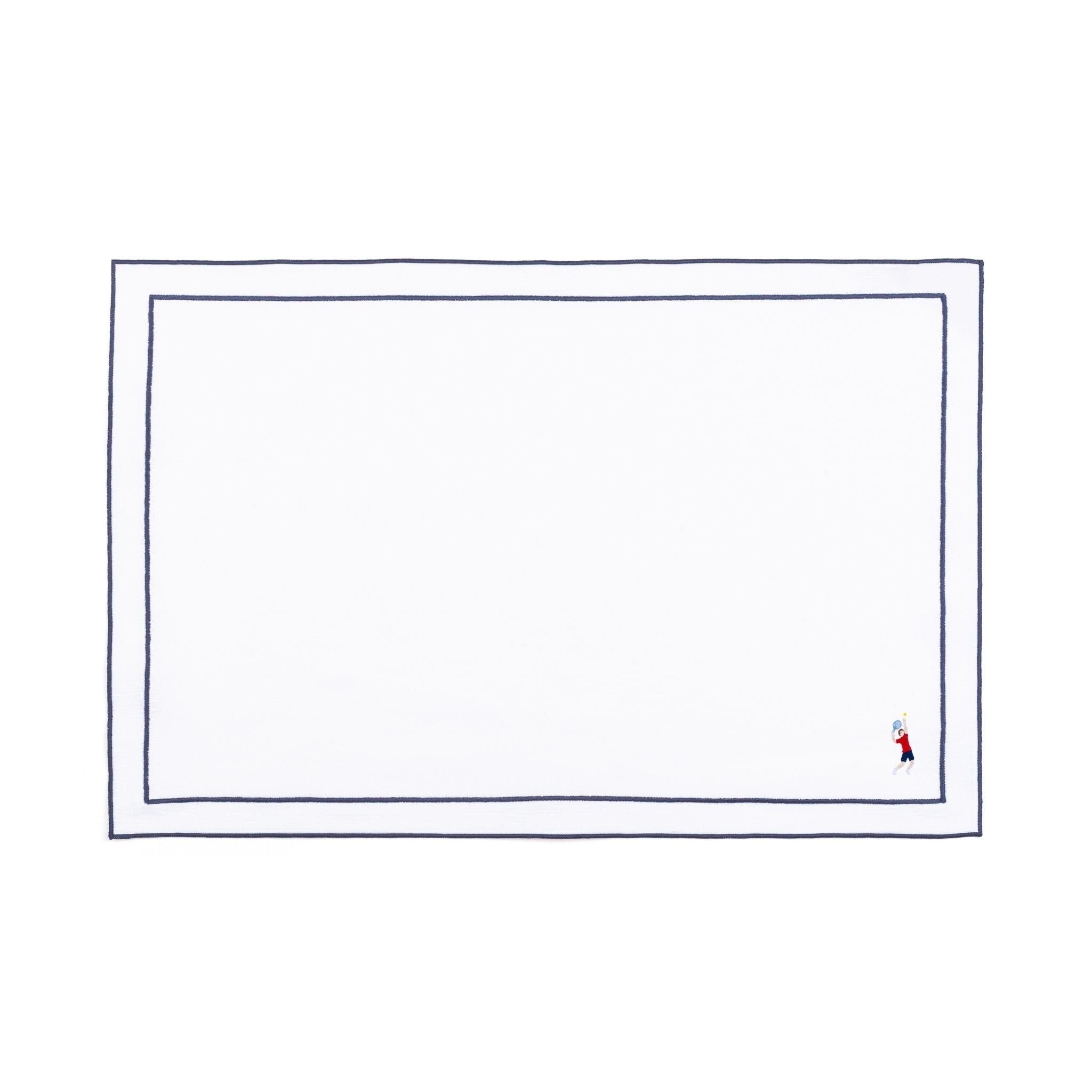 Linge de table Nazaré blanc, en coton, avec des sportifs rétro brodés