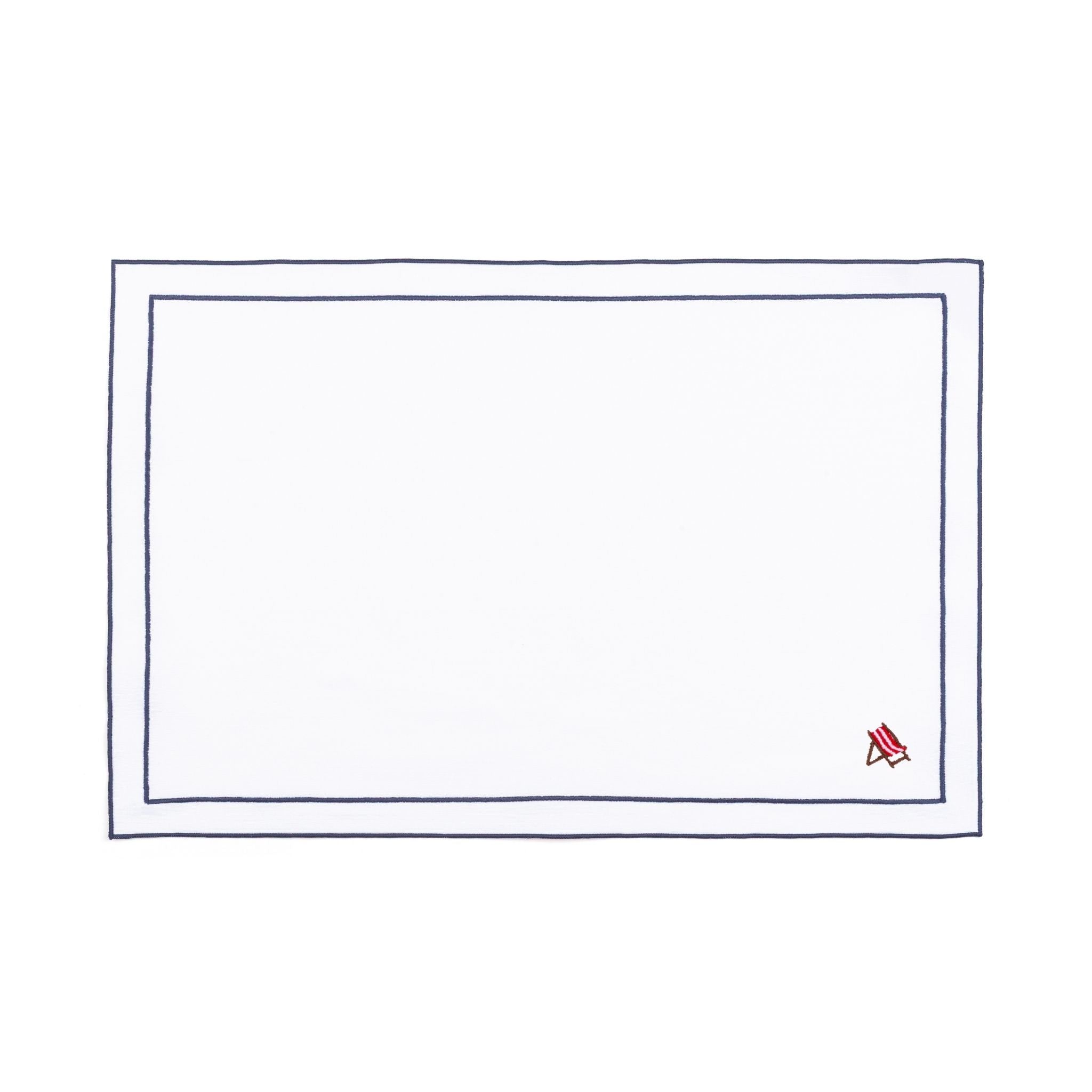 Linge de table Nazaré blanc, en coton, avec des motifs estivaux brodés