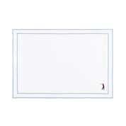 Linge de table Nazaré blanc, en coton, avec des sportifs rétro brodés