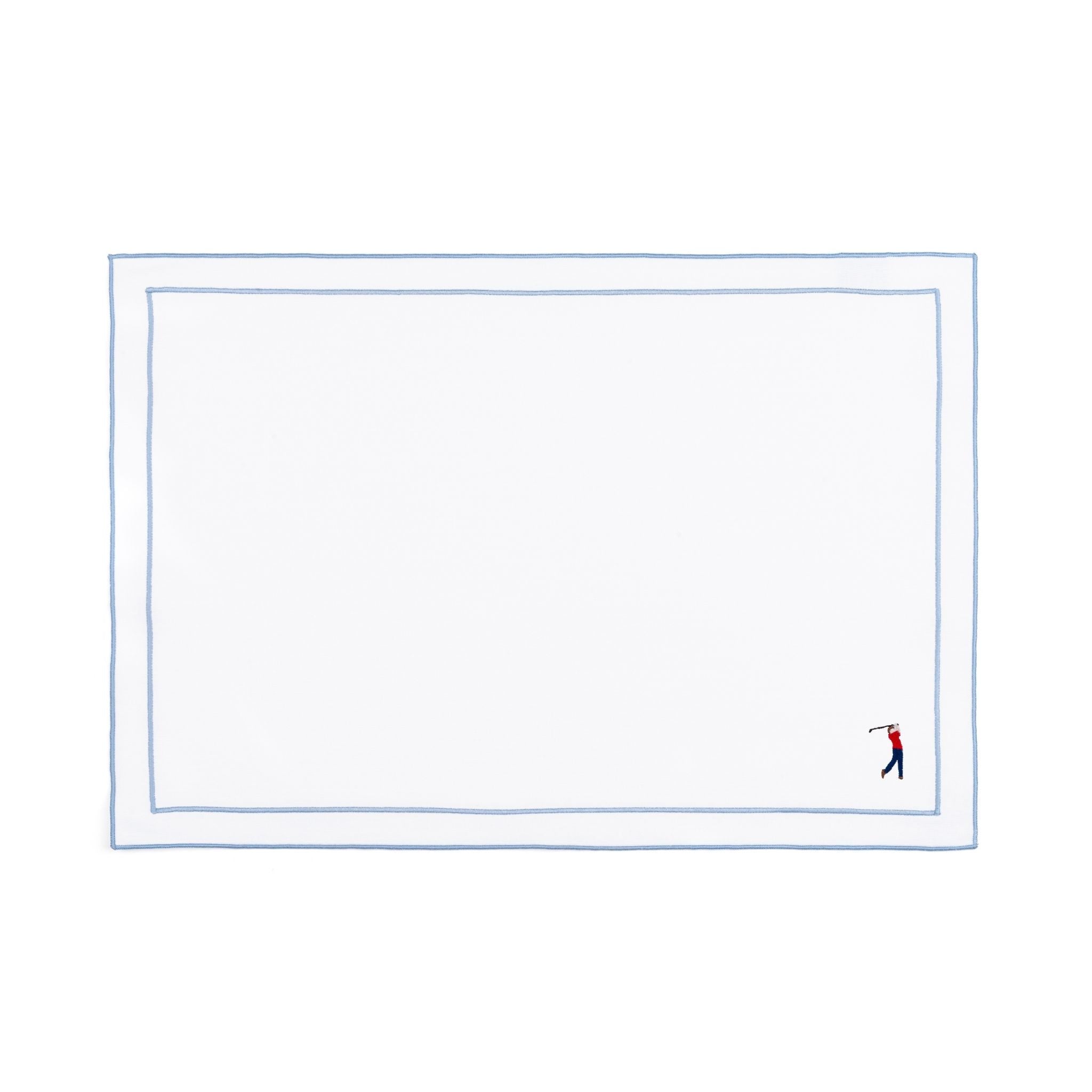 Linge de table Nazaré blanc, en coton, avec des sportifs rétro brodés