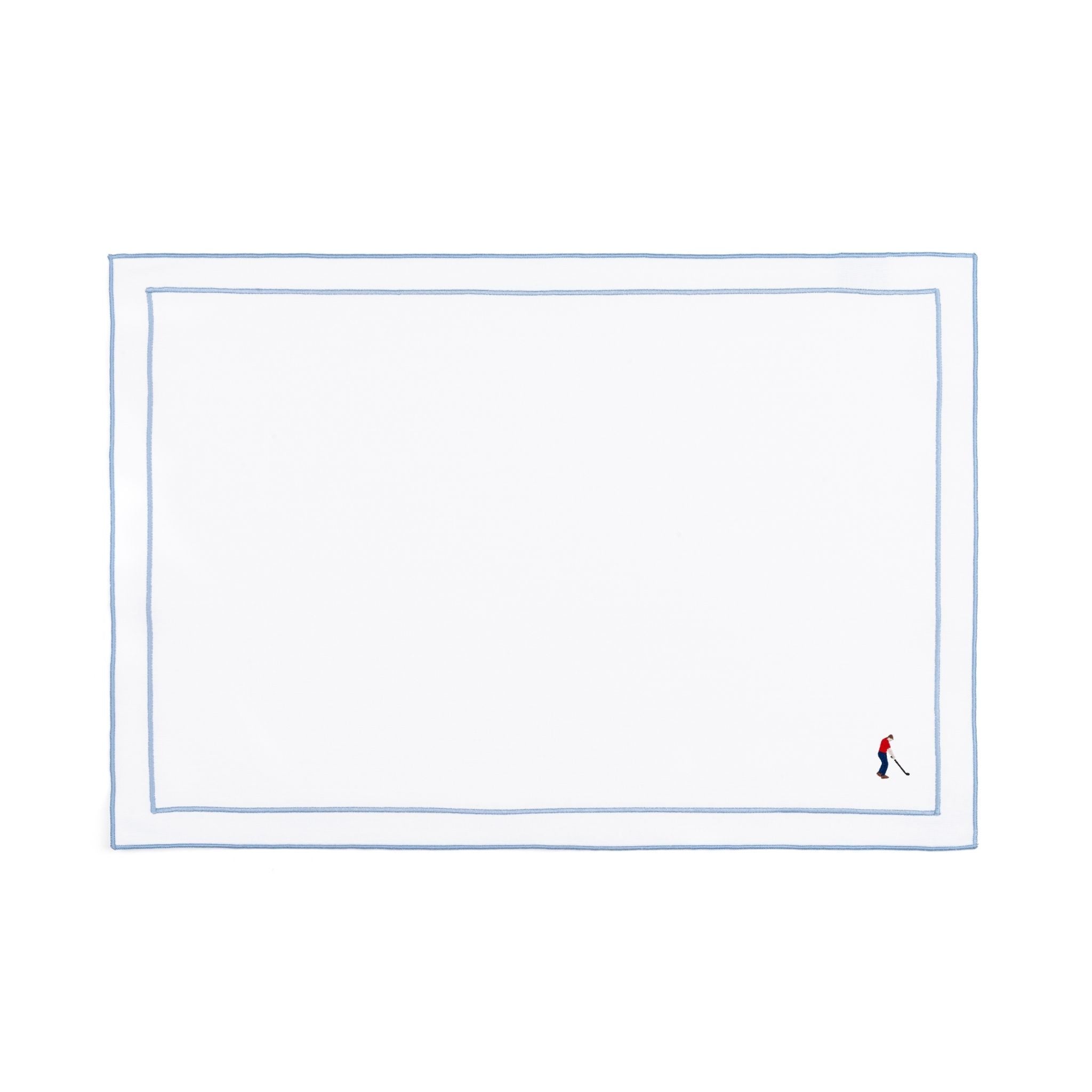 Linge de table Nazaré blanc, en coton, avec des sportifs rétro brodés