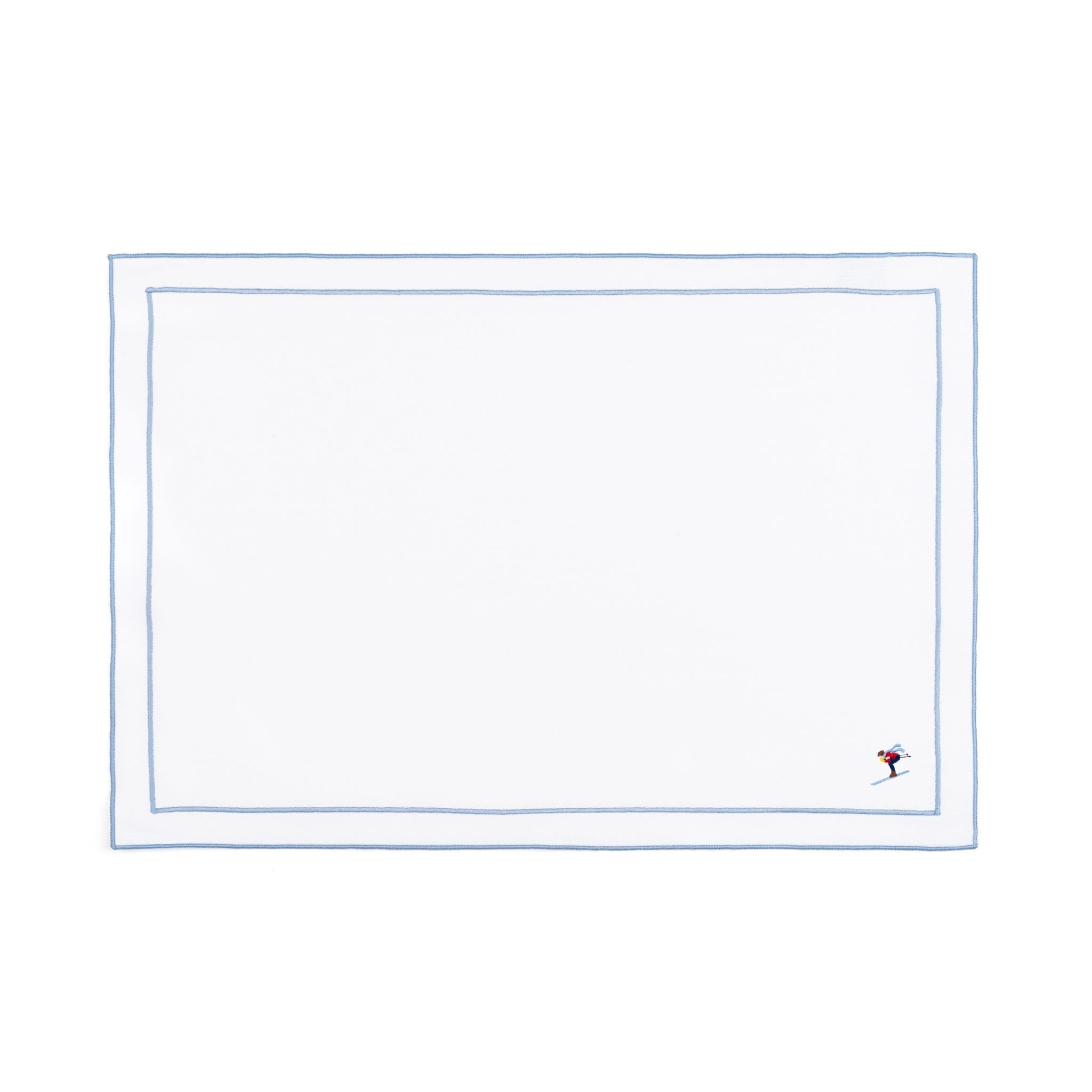 Linge de table Nazaré blanc, en coton, avec des sportifs rétro brodés