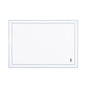 Linge de table Nazaré blanc, en coton, avec des sportifs rétro brodés