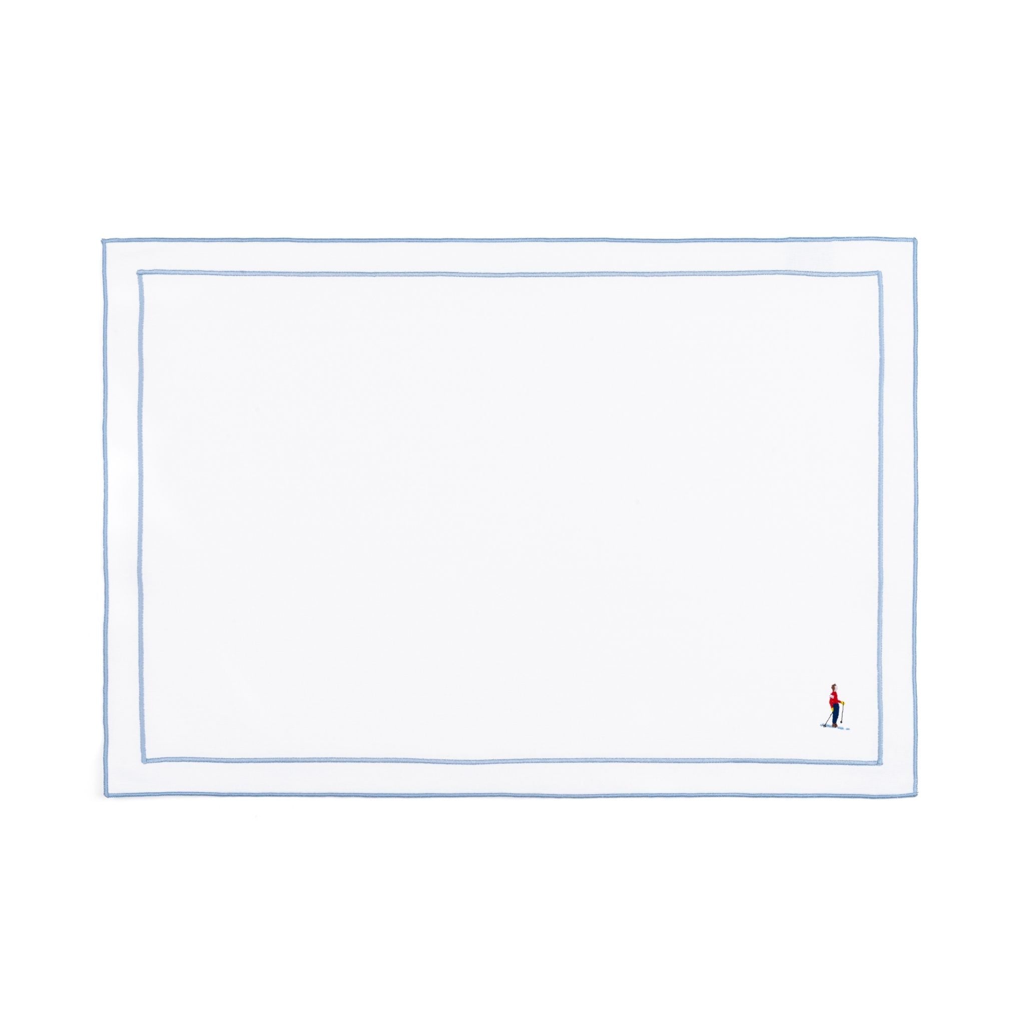 Linge de table Nazaré blanc, en coton, avec des sportifs rétro brodés