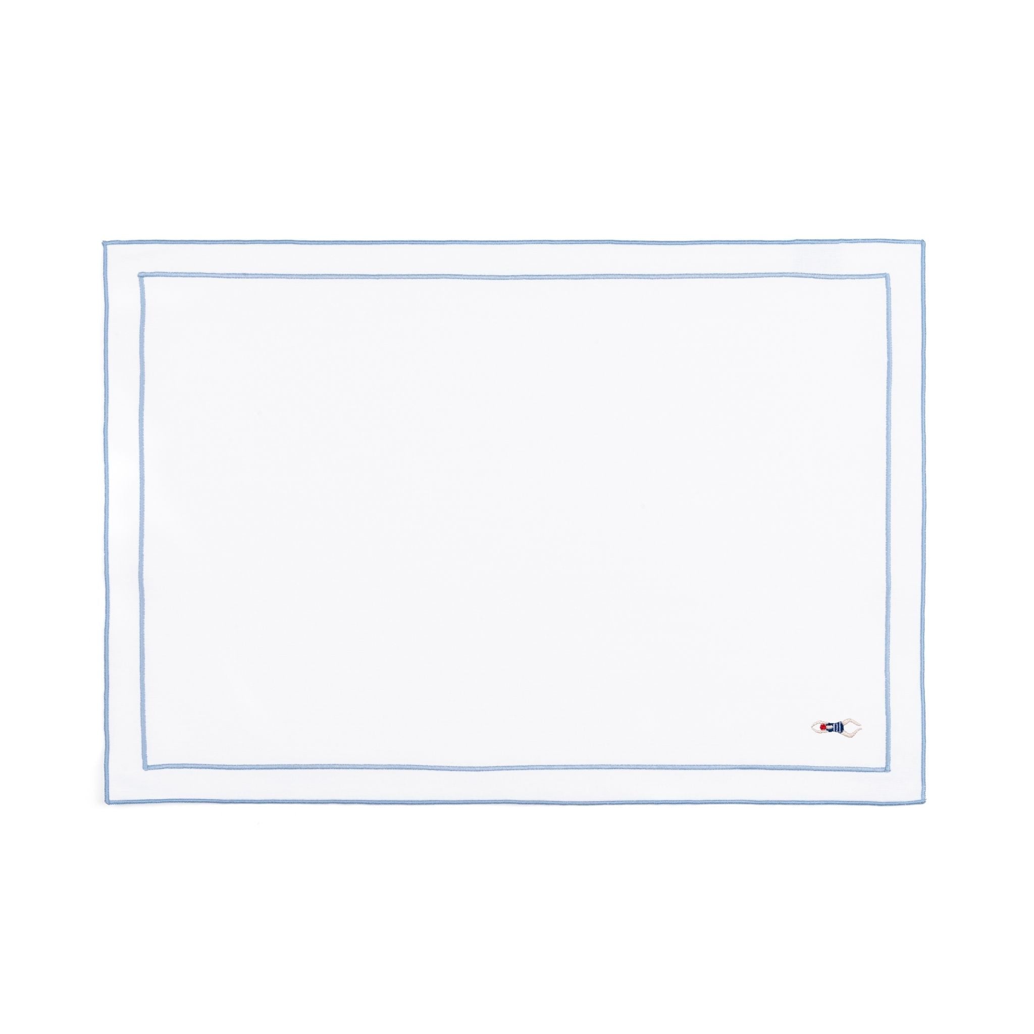 Linge de table Nazaré blanc, en coton, avec des sportifs rétro brodés