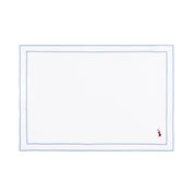 Linge de table Nazaré blanc, en coton, avec des sportifs rétro brodés