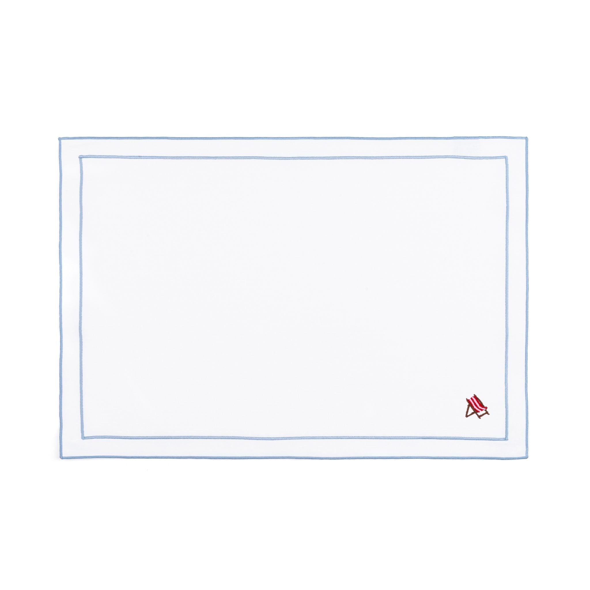 Linge de table Nazaré blanc, en coton, avec des motifs estivaux brodés