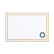 Linge de table Nazaré blanche, en coton, avec un arbre et une couronne de Noël brodés