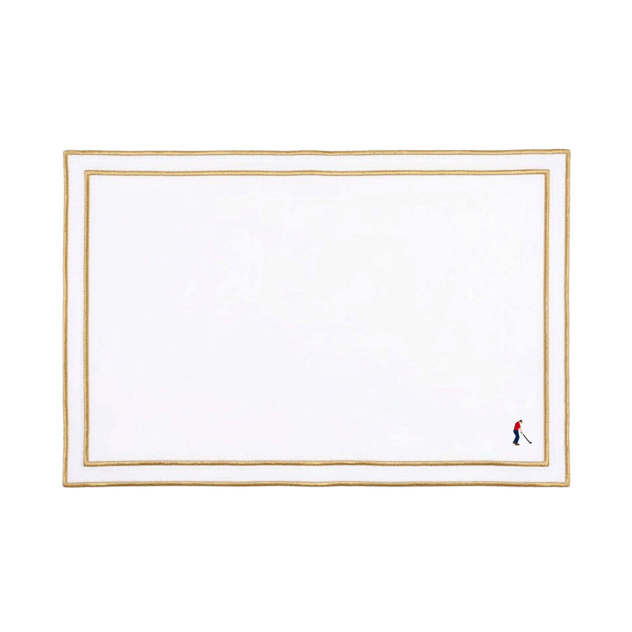 Linge de table Nazaré blanc, en coton, avec des sportifs rétro brodés
