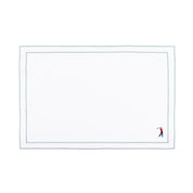 Linge de table Nazaré blanc, en coton, avec des sportifs rétro brodés