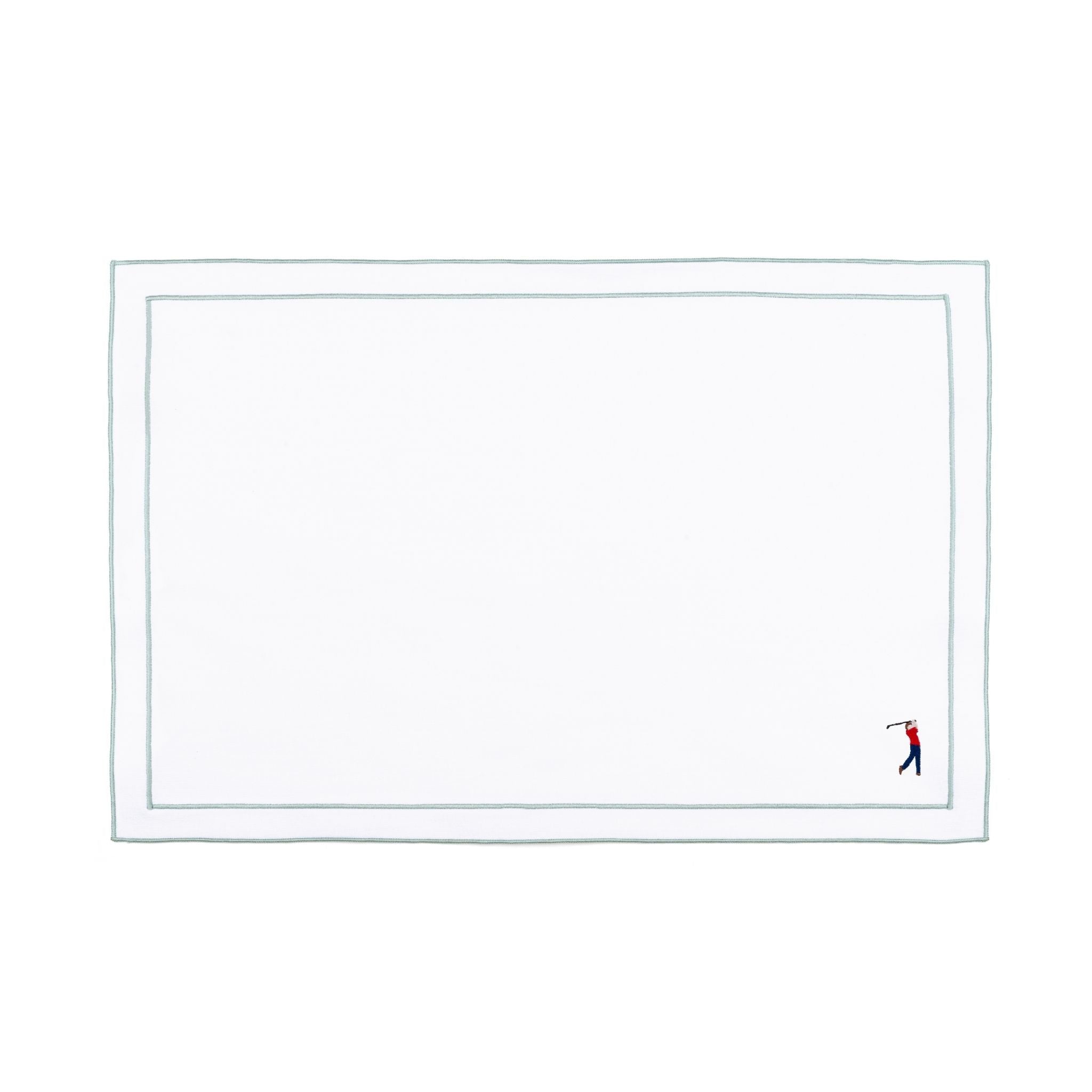 Linge de table Nazaré blanc, en coton, avec des sportifs rétro brodés