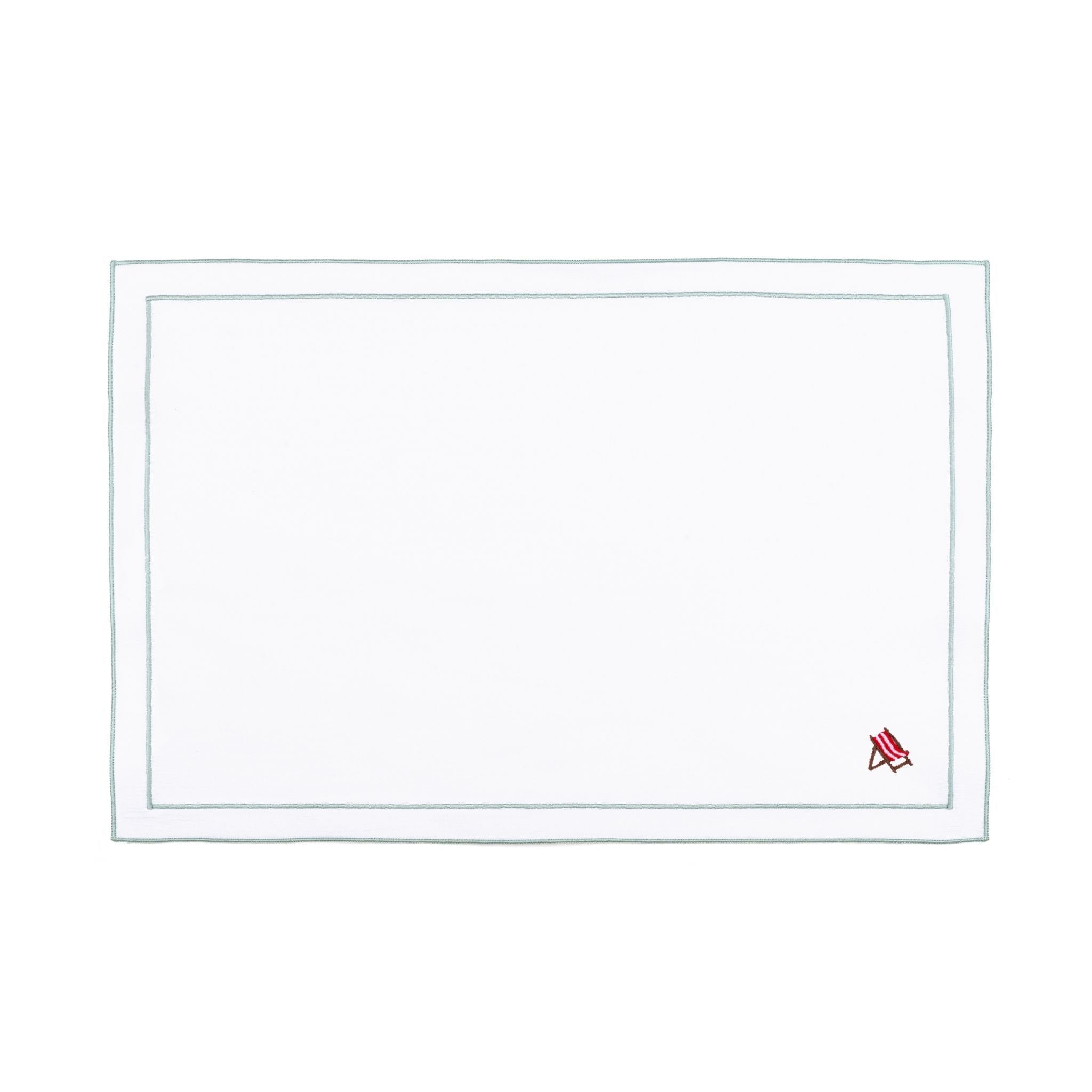 Linge de table Nazaré blanc, en coton, avec des motifs estivaux brodés