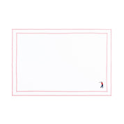 Linge de table Nazaré blanc, en coton, avec des sportifs rétro brodés