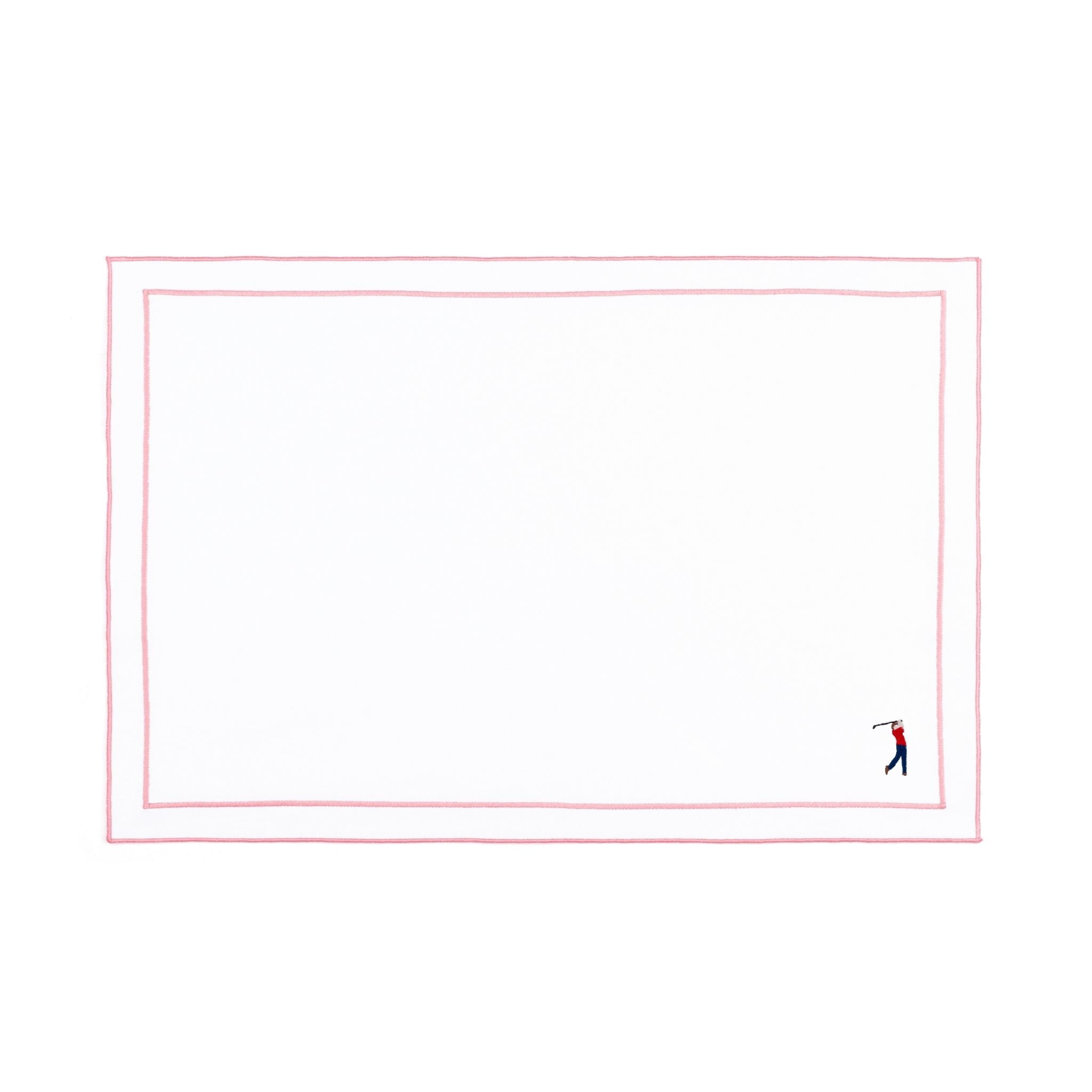 Linge de table Nazaré blanc, en coton, avec des sportifs rétro brodés