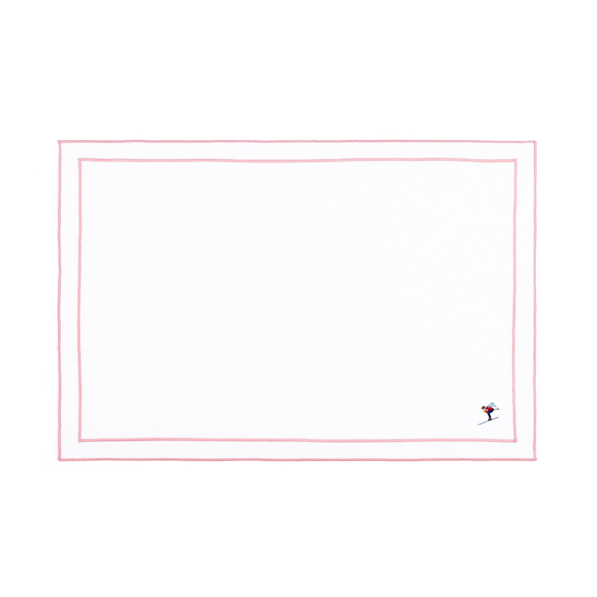 Linge de table Nazaré blanc, en coton, avec des sportifs rétro brodés