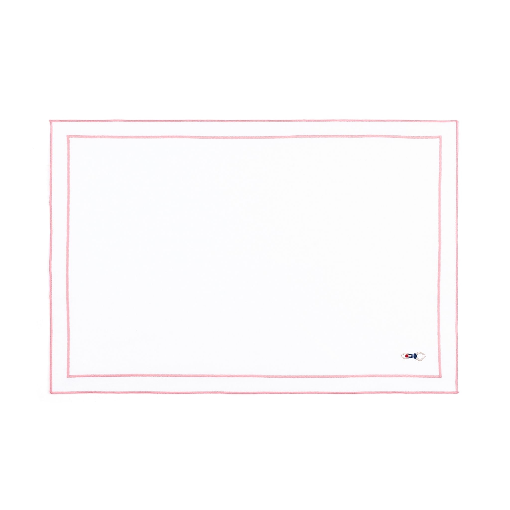 Linge de table Nazaré blanc, en coton, avec des sportifs rétro brodés