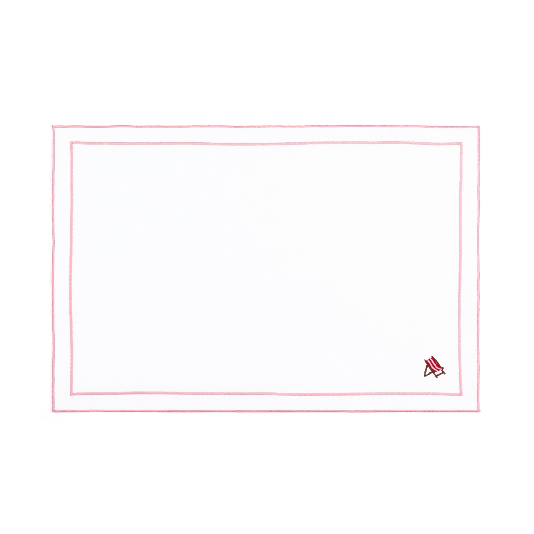 Linge de table Nazaré blanc, en coton, avec des motifs estivaux brodés