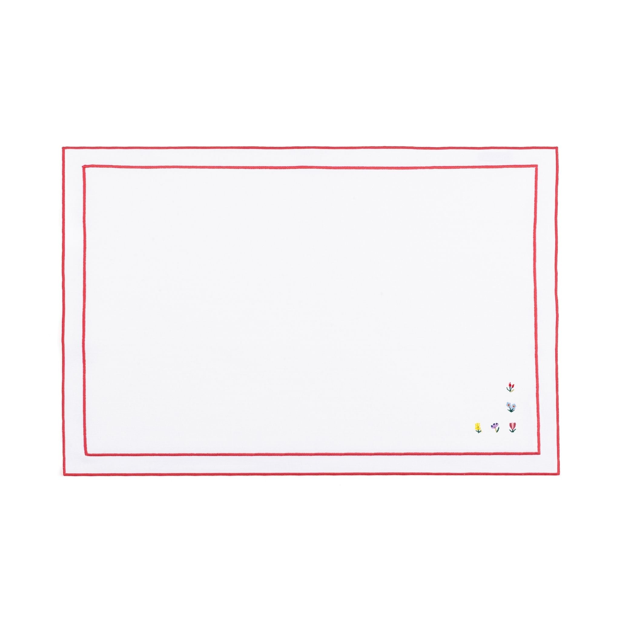 Mantelería Nazaré en blanco, en algodón, con flores bordadas