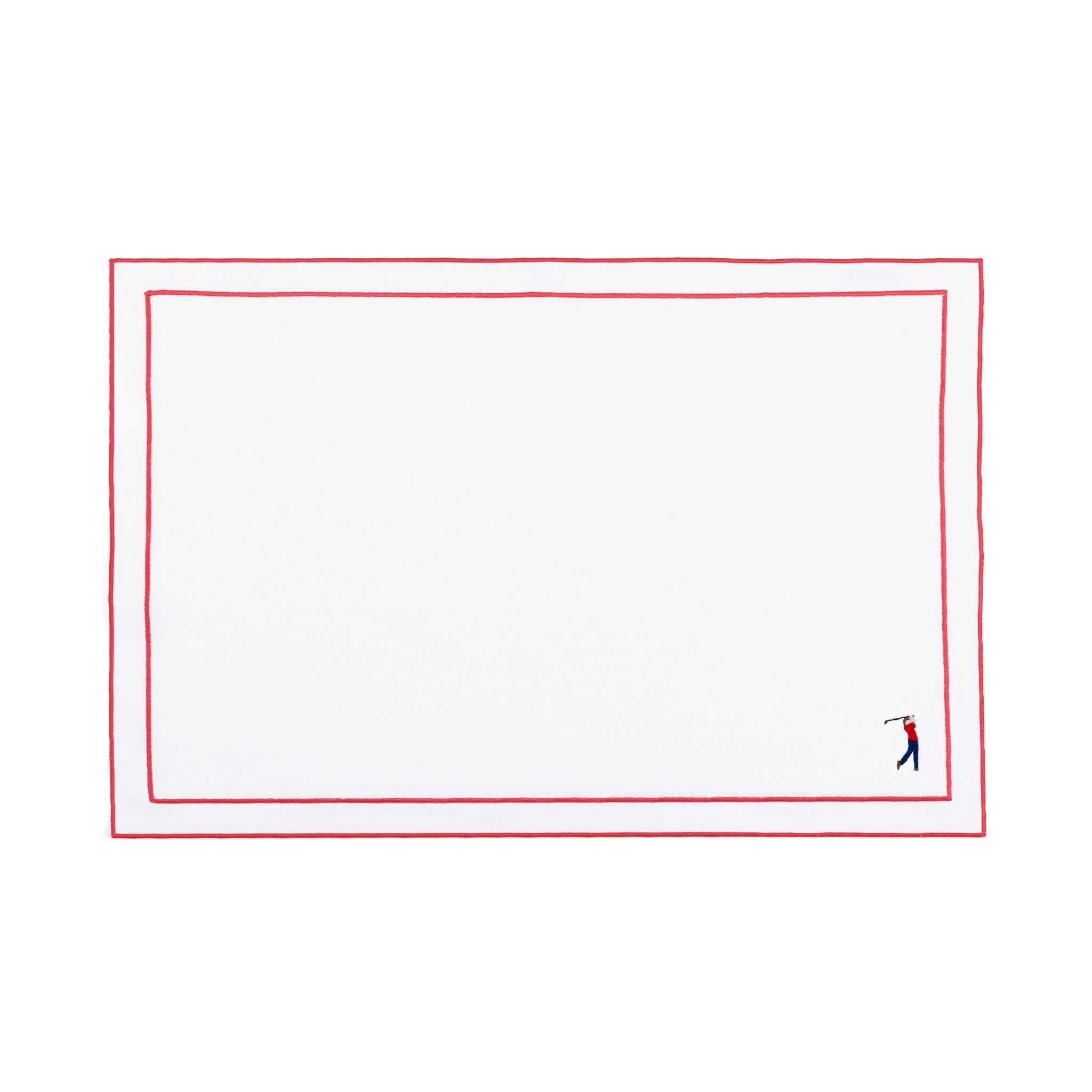 Linge de table Nazaré blanc, en coton, avec des sportifs rétro brodés