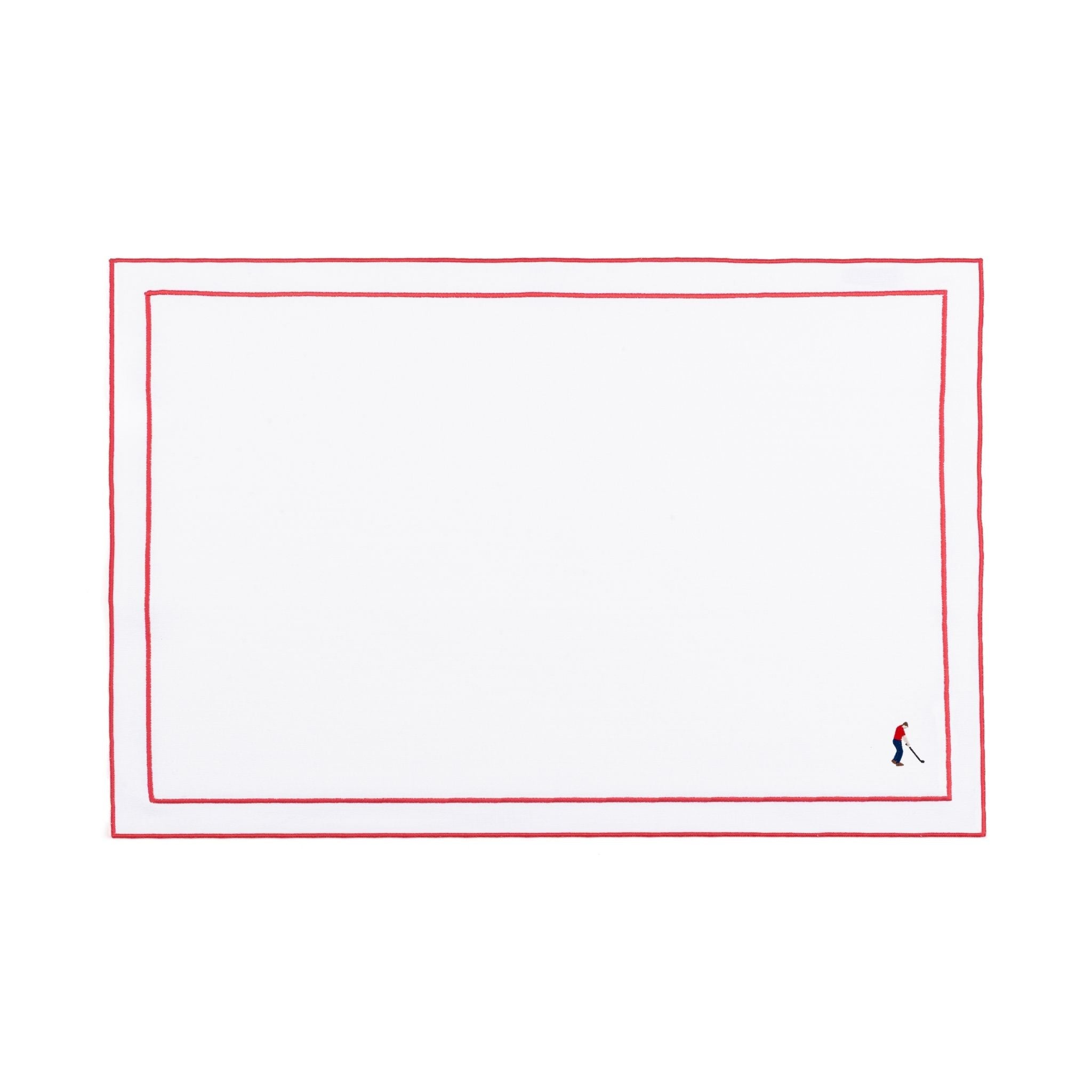 Linge de table Nazaré blanc, en coton, avec des sportifs rétro brodés