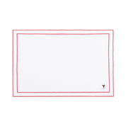 Linge de table Nazaré blanc, en coton, avec des sportifs rétro brodés