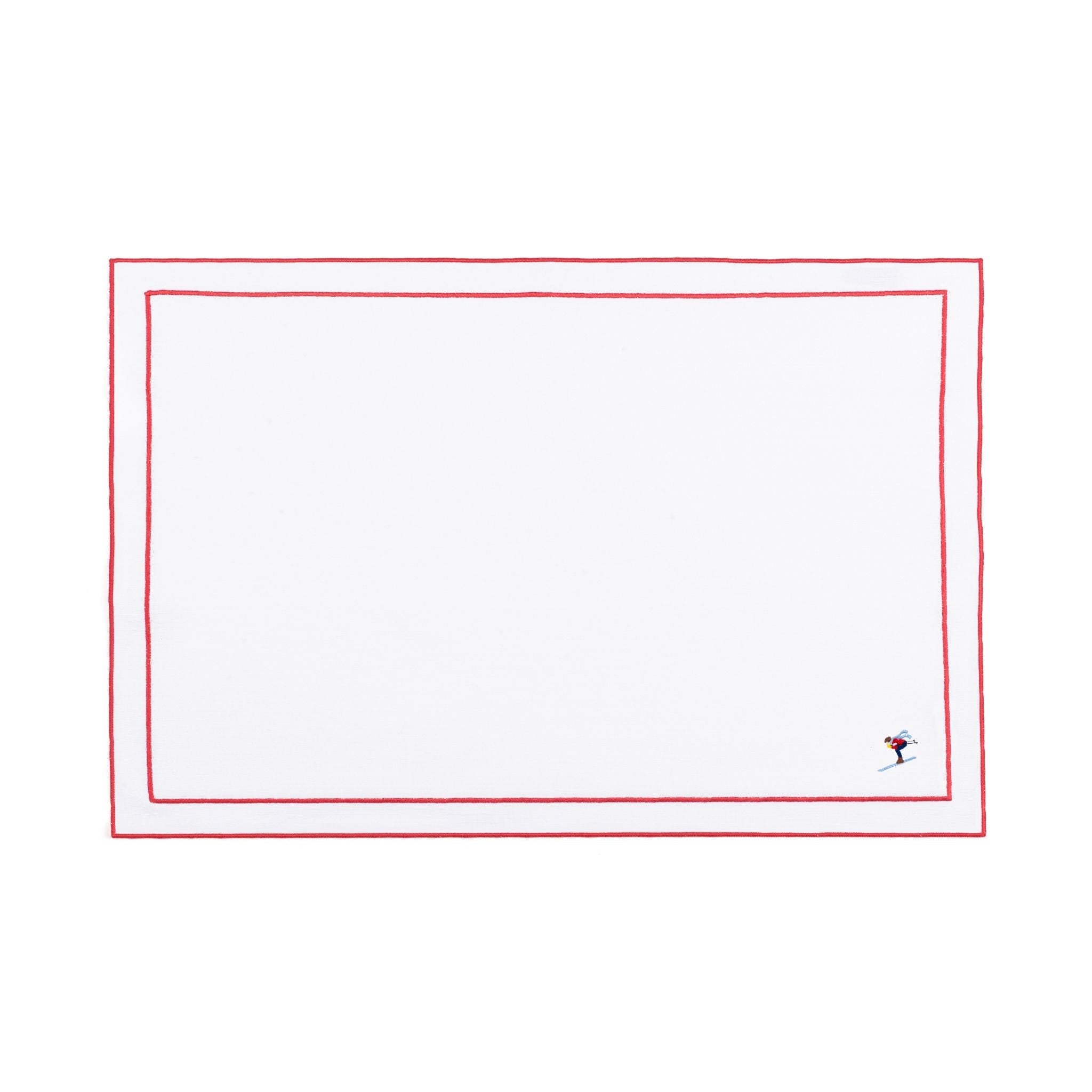 Linge de table Nazaré blanc, en coton, avec des sportifs rétro brodés