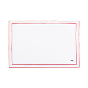 Linge de table Nazaré blanc, en coton, avec des sportifs rétro brodés