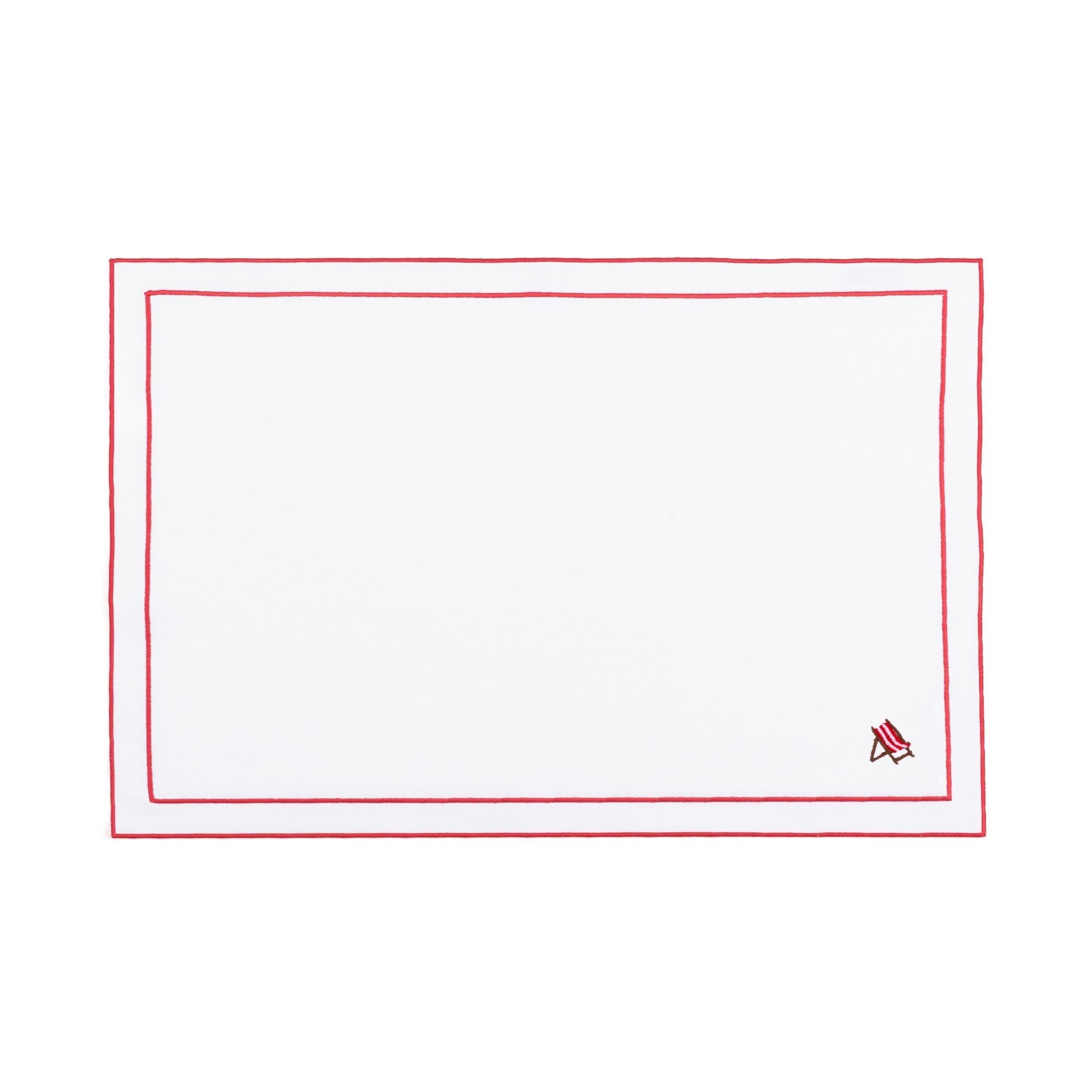 Linge de table Nazaré blanc, en coton, avec des motifs estivaux brodés