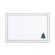 Linge de table Nazaré blanche, en coton, avec un arbre et une couronne de Noël brodés