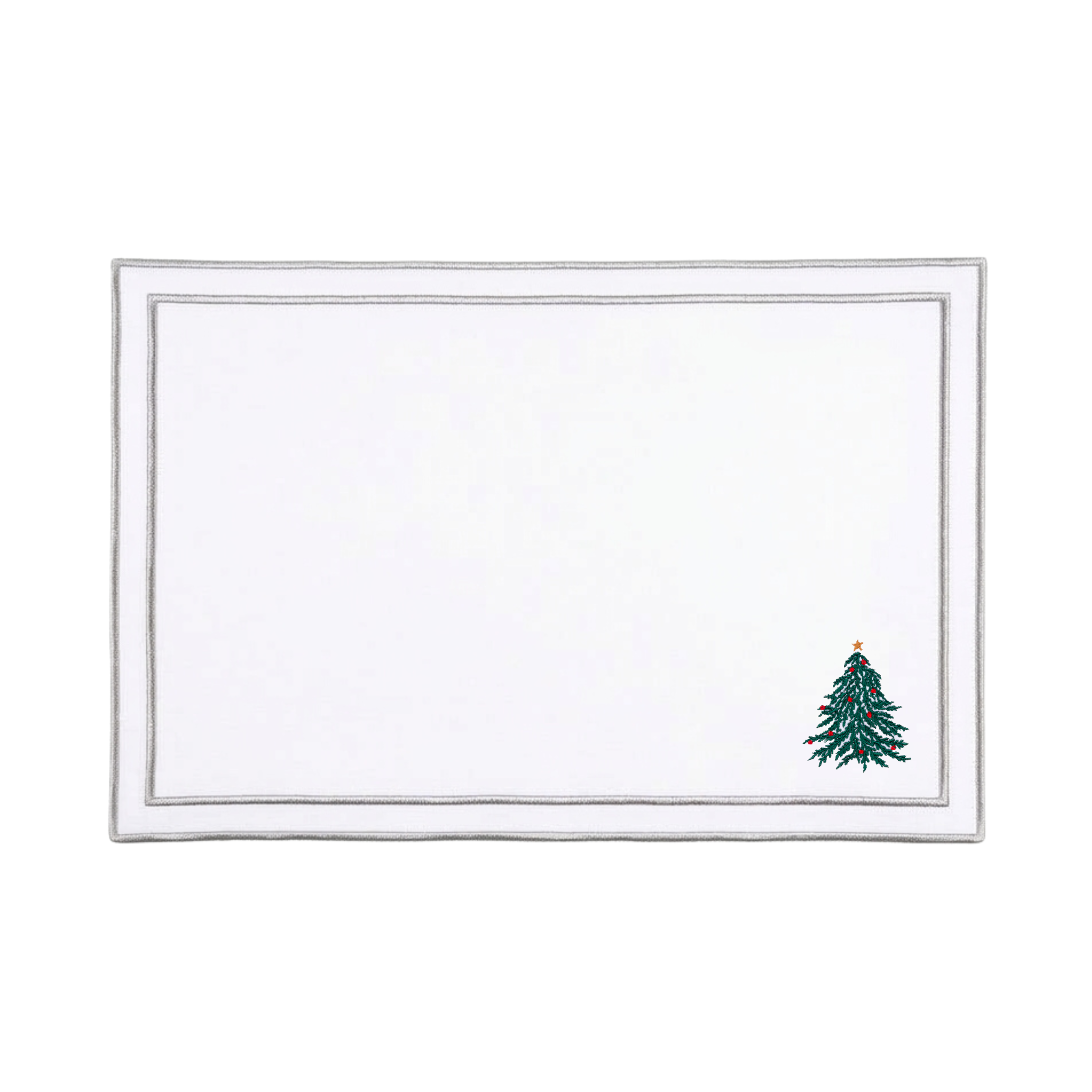 Linge de table Nazaré blanche, en coton, avec un arbre et une couronne de Noël brodés
