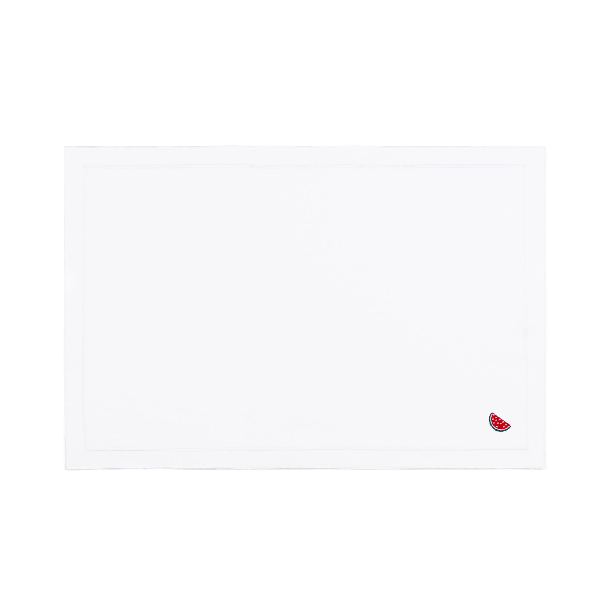 Roupa de mesa Nazaré branca, em algodão, com frutas bordadas