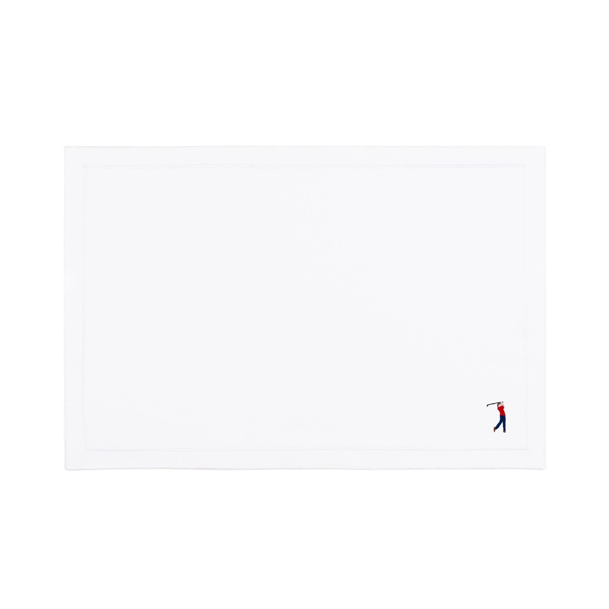 Linge de table Nazaré blanc, en coton, avec des sportifs rétro brodés