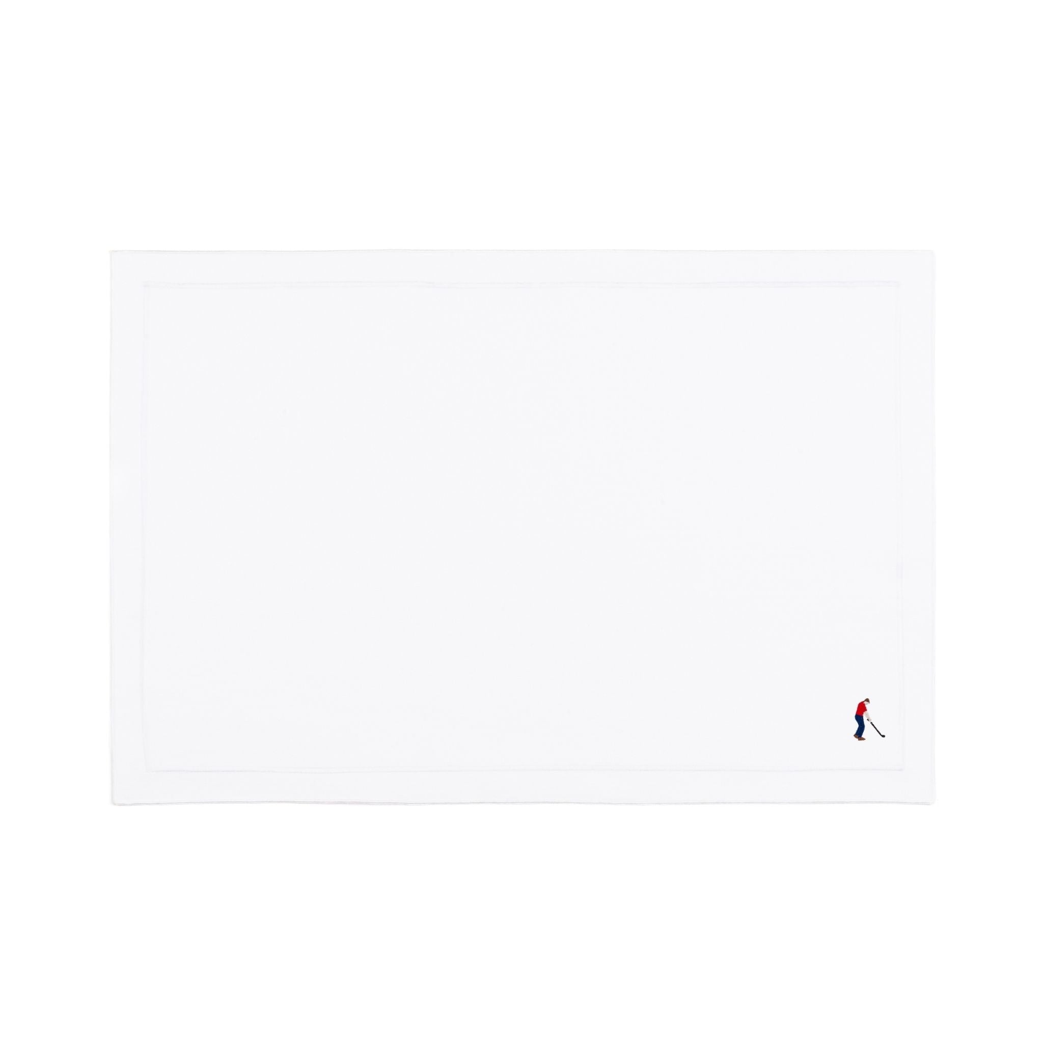 Linge de table Nazaré blanc, en coton, avec des sportifs rétro brodés