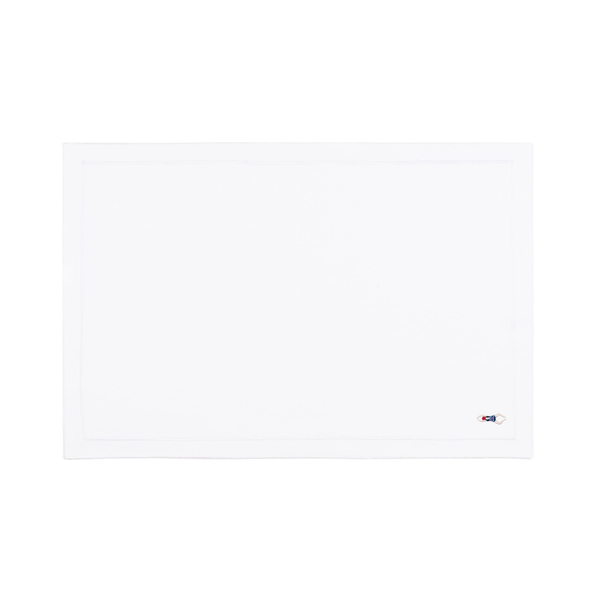 Linge de table Nazaré blanc, en coton, avec des sportifs rétro brodés