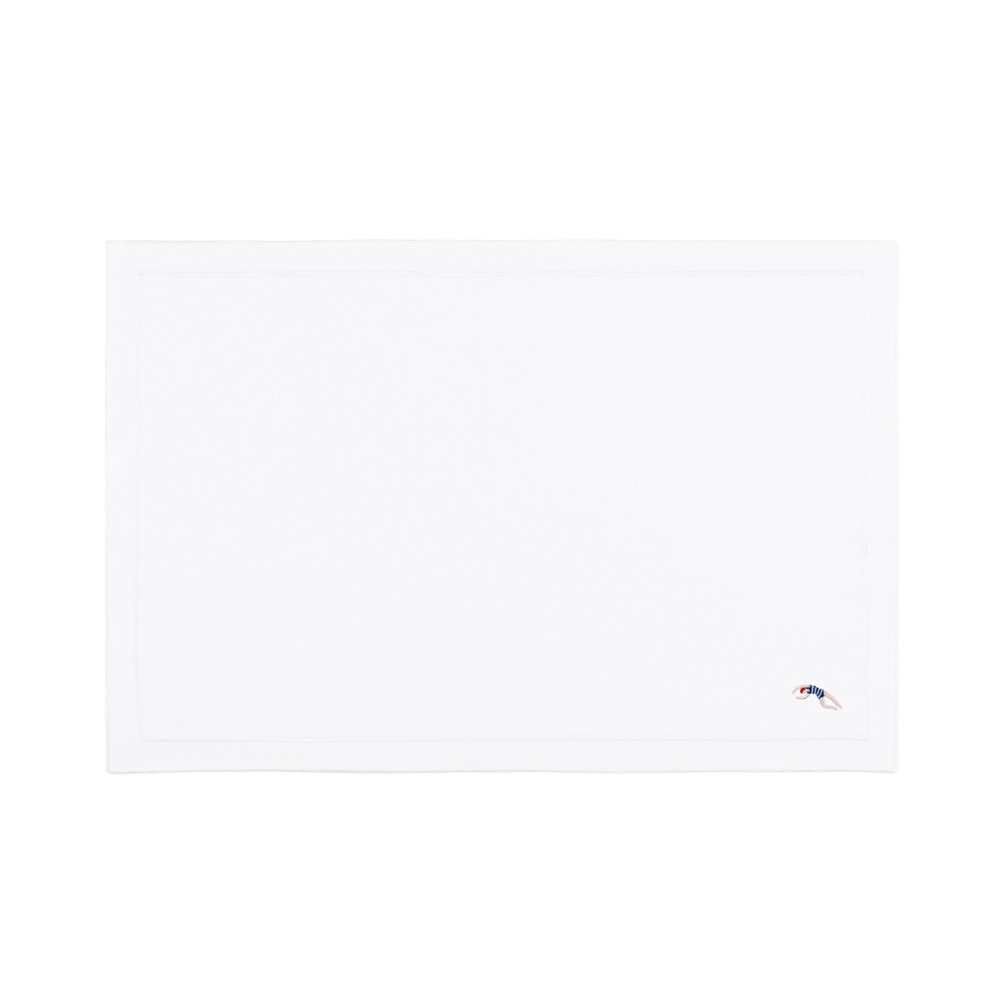 Linge de table Nazaré blanc, en coton, avec des sportifs rétro brodés