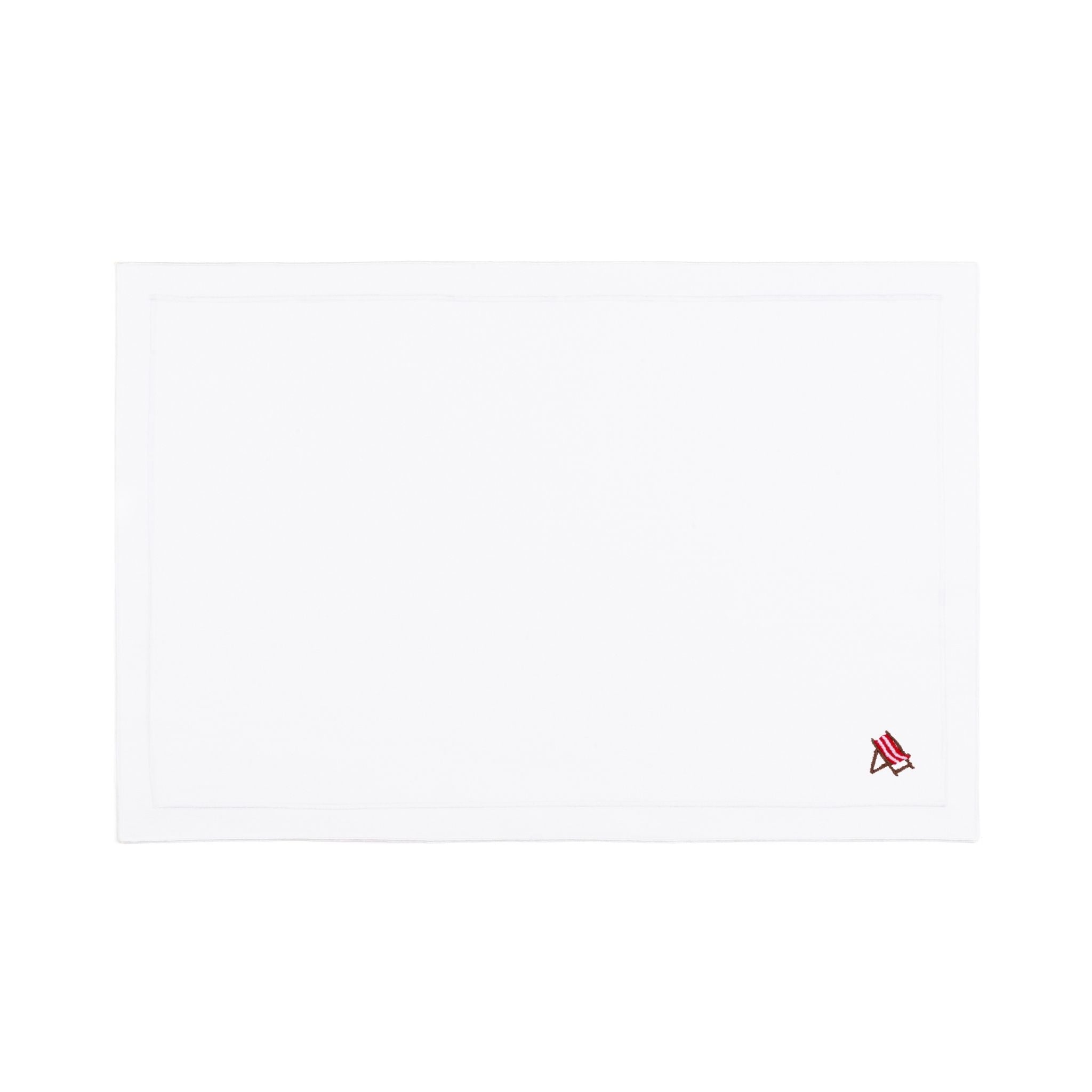 Linge de table Nazaré blanc, en coton, avec des motifs estivaux brodés