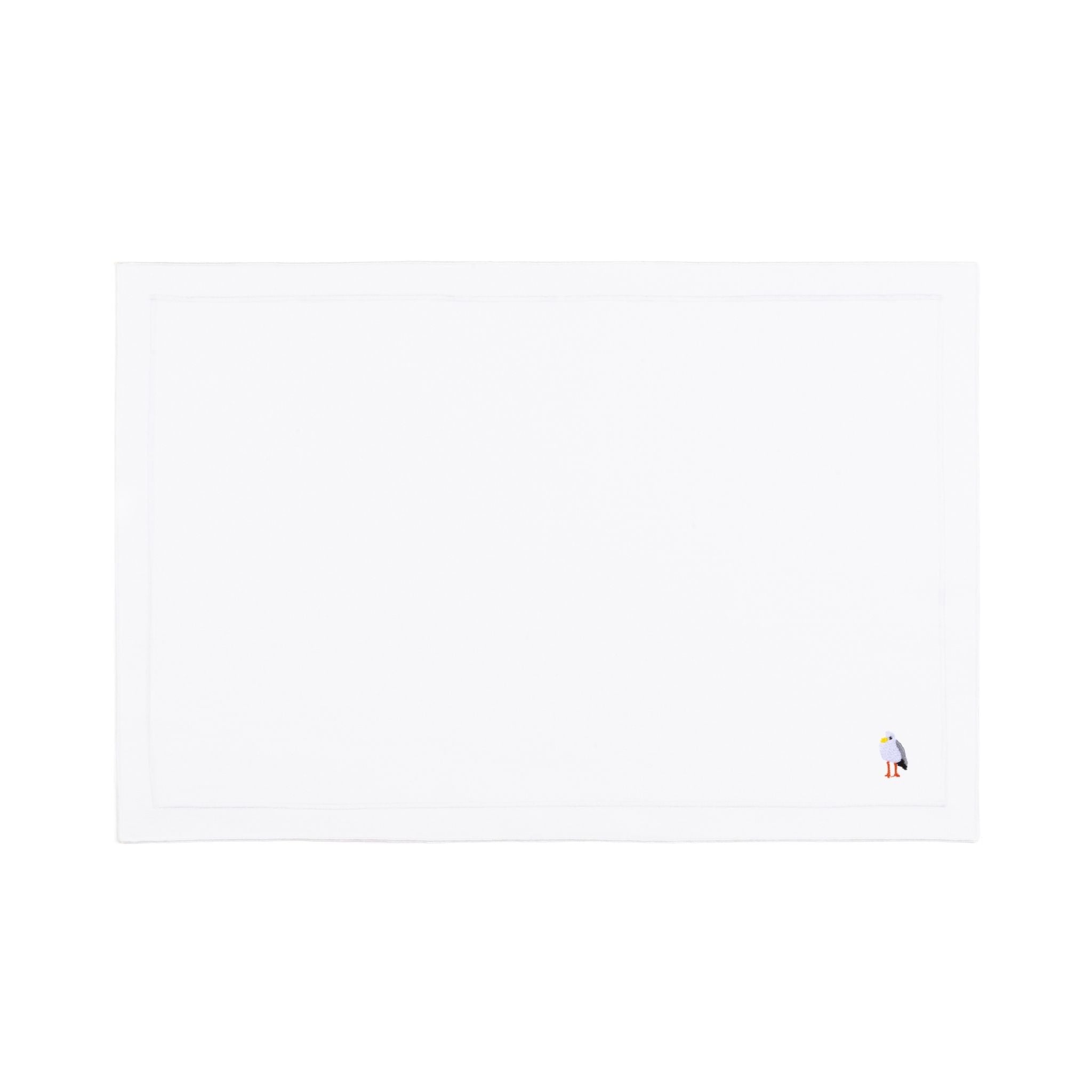 Linge de table Nazaré blanc, en coton, avec des motifs estivaux brodés